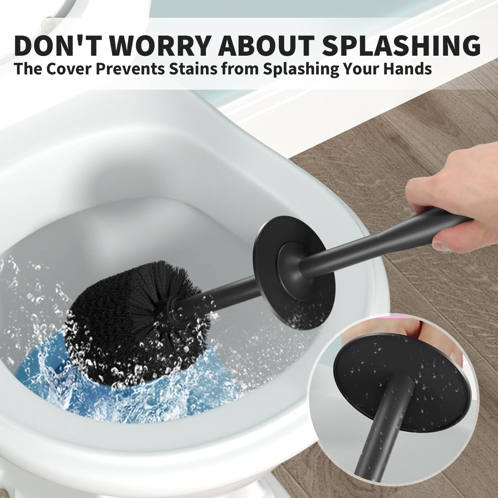 Toilet Brush And Holder 2 Pack, Toilet Bowl Brush With Extra Long Handle, Toilet Scrubber And Covered Holder, Toilet Brushes For
