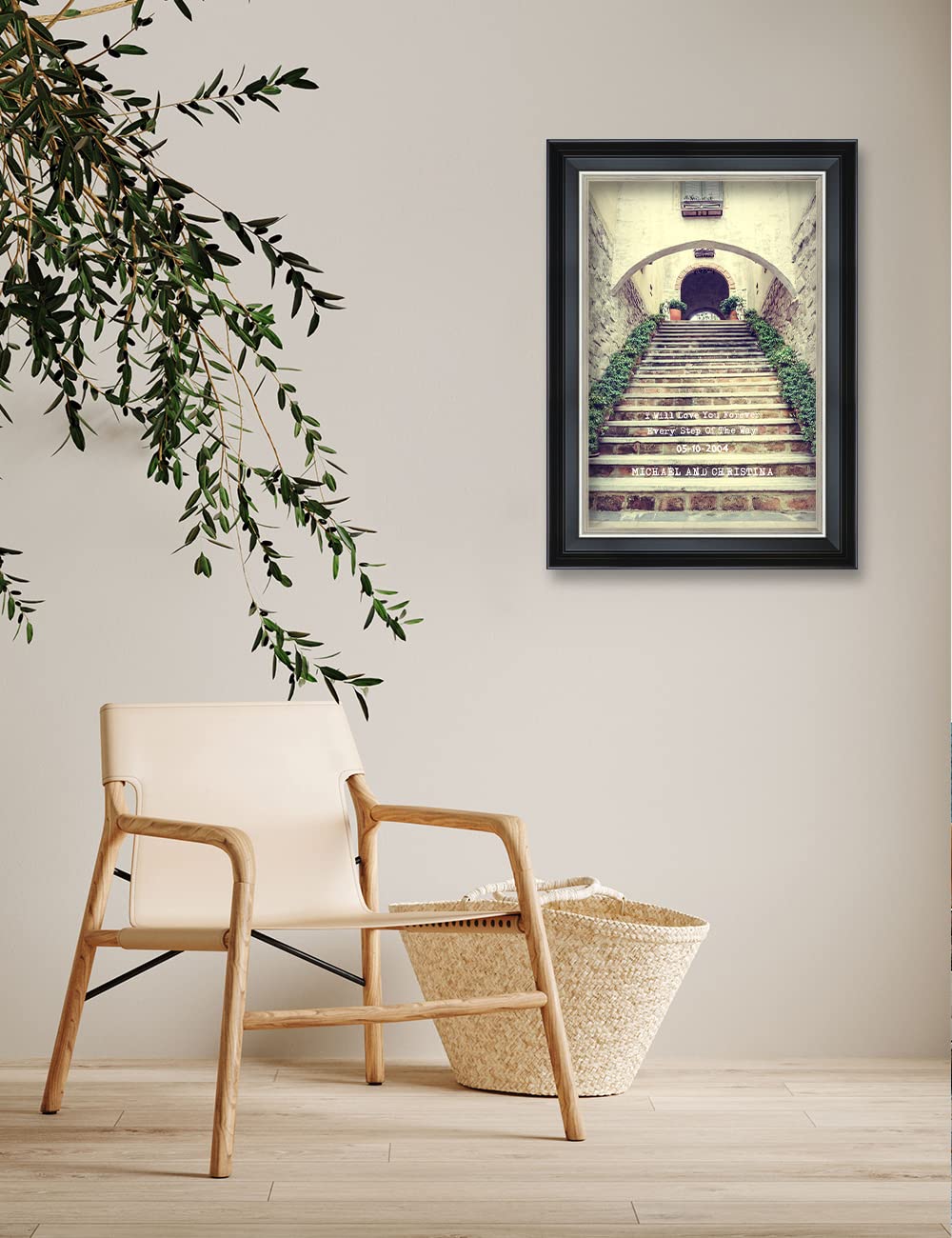Ipic - Love You Every Step, Personalized Framed Wall Art With Names And Date On, Giclee Prints With Solid Wood Frame, Customized
