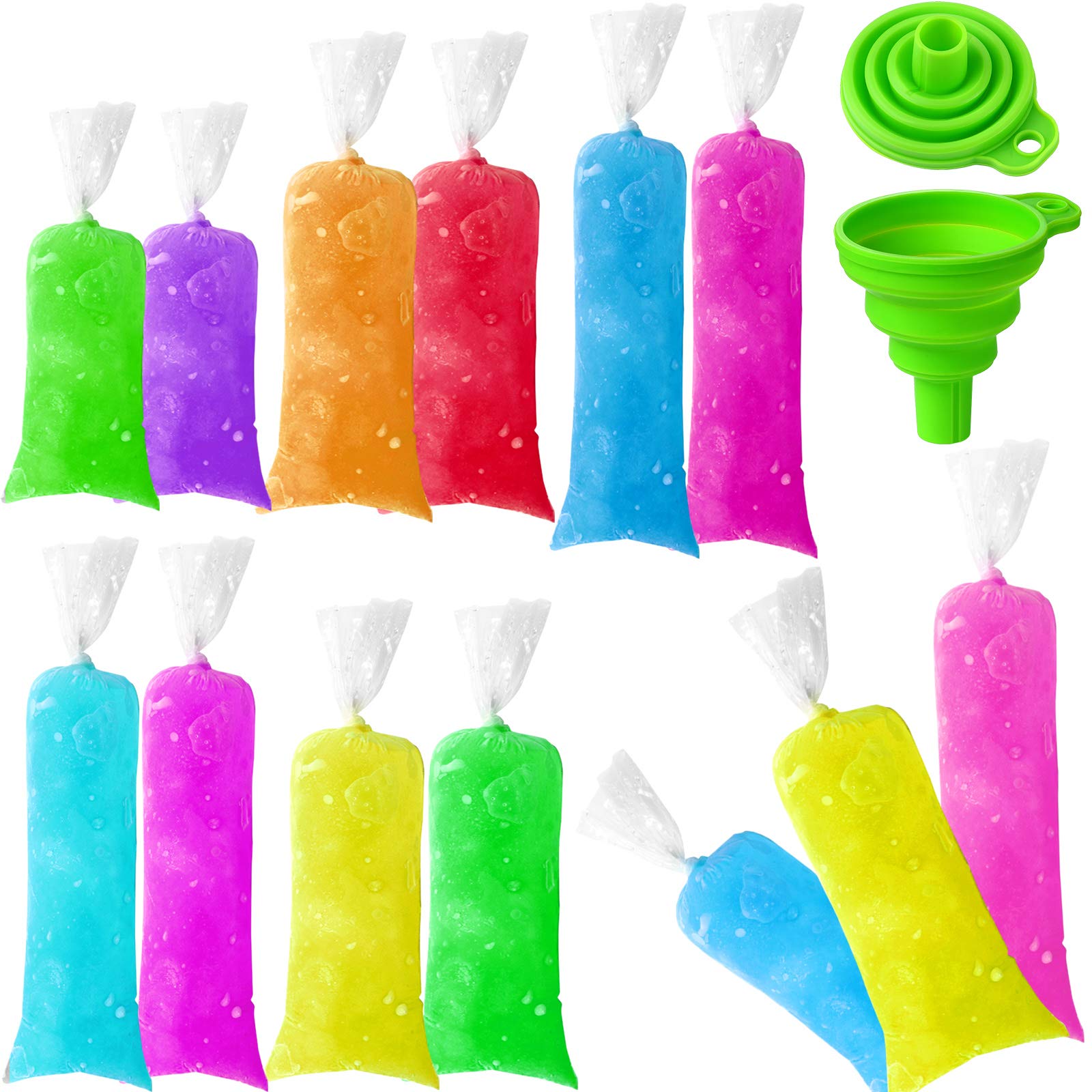 Ice Lolly Bags Disposable Ice Cream Mold Bags With Silicone Funnel, 3 Size Diy Ice Candy Pouch For Making Ice Cream Yogurt, 2X12