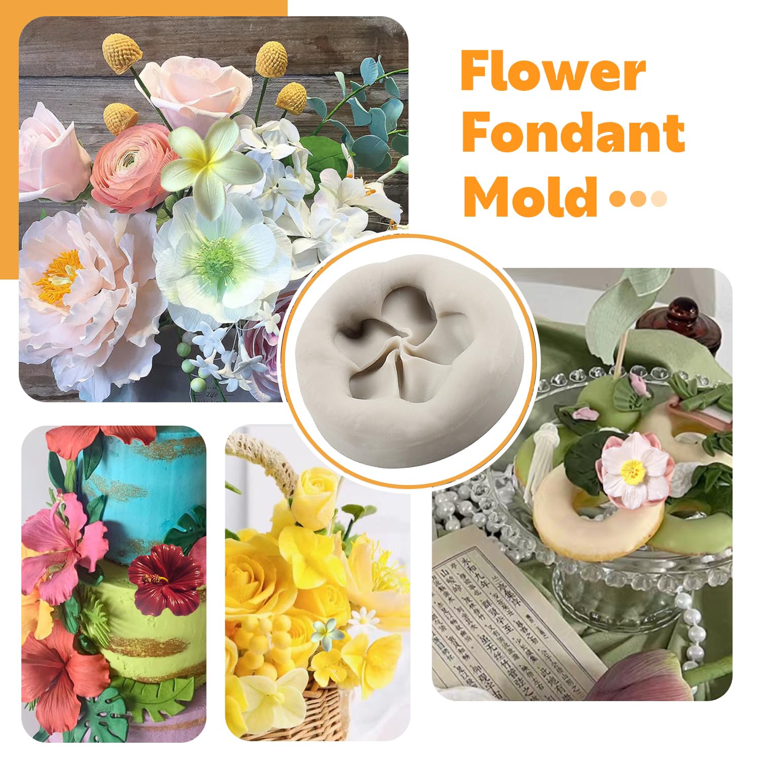Sijiangmold Frangipani Plumeria Flower Floral Silicone Mold Hibiscus Flower Fondant Molds For Cake Decorating Cupcake Topper Can
