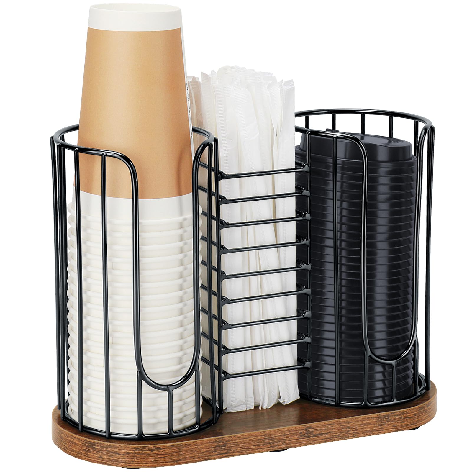 Evernewly Coffee Cup Holder, 3in1 Disposable Cup, Straw & Lid Organizer