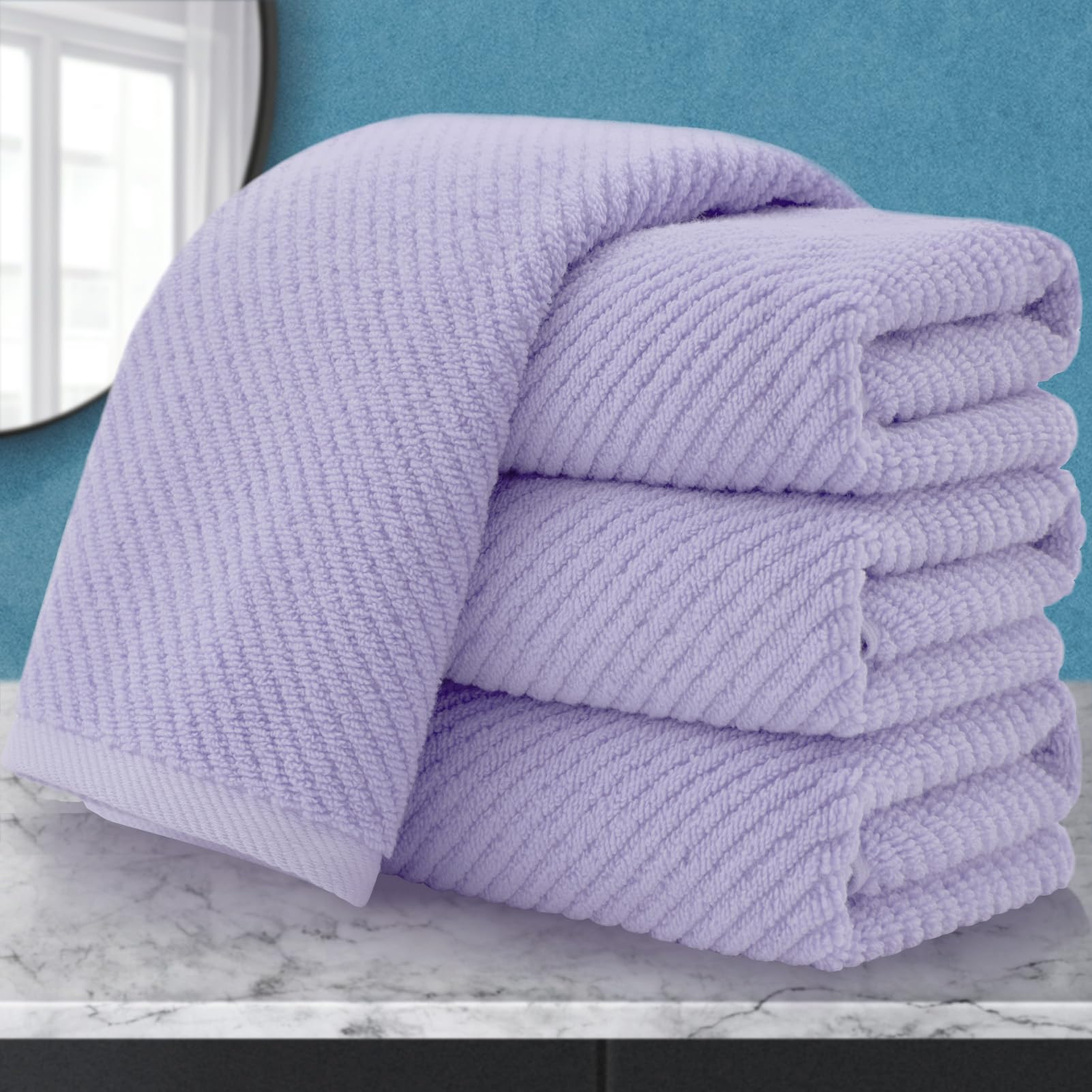 Voova & Movas Purple Hand Towels, 4Pc Large 18''X 28'' - 100% Cotton | Lightweight | Thick | Quick Dry | Soft | Absorbent, Hand