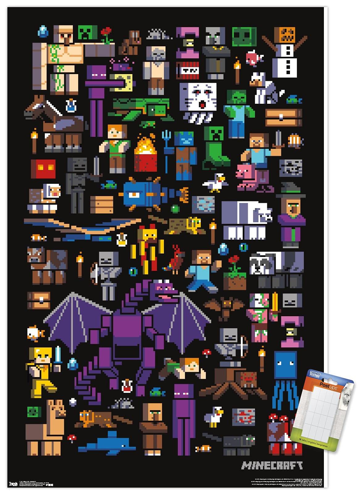 Trends International Minecraft - Mobbery Wall Poster, 22.375'' X 34'', Poster & Mount Bundle