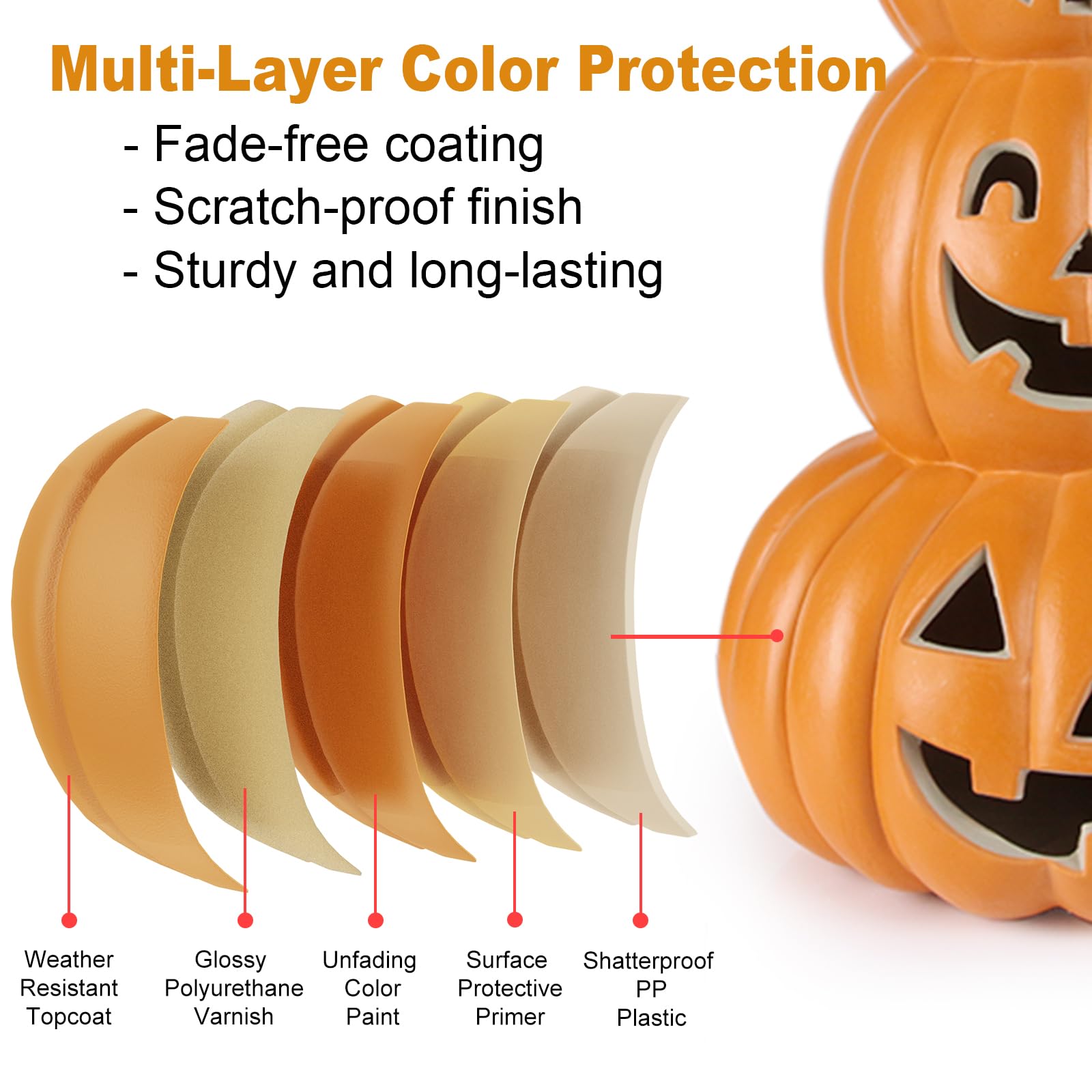 14 Jack-O -Lantern Halloween Pumpkin Lantern Jack o Lanterns Light Up Pumpkin Decorations Lighted Stacked Pumpkin with LED Bulb