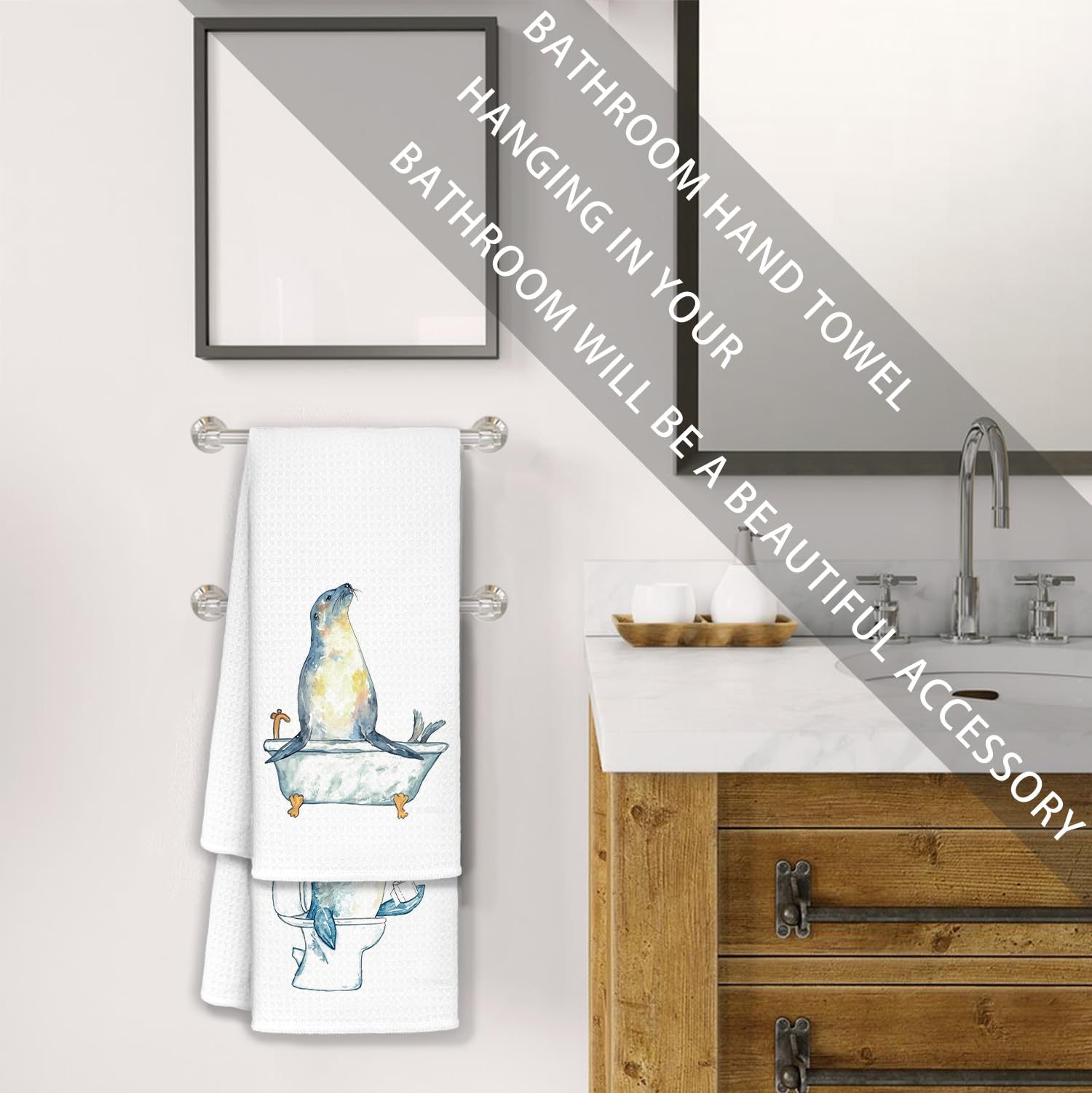 Jvpke Funny narwhal sea Lion Bathroom Hand Towels Set of 2 - sea Lion Decorations, narwhal Decor, narwhal Gifts for Girls Kids W