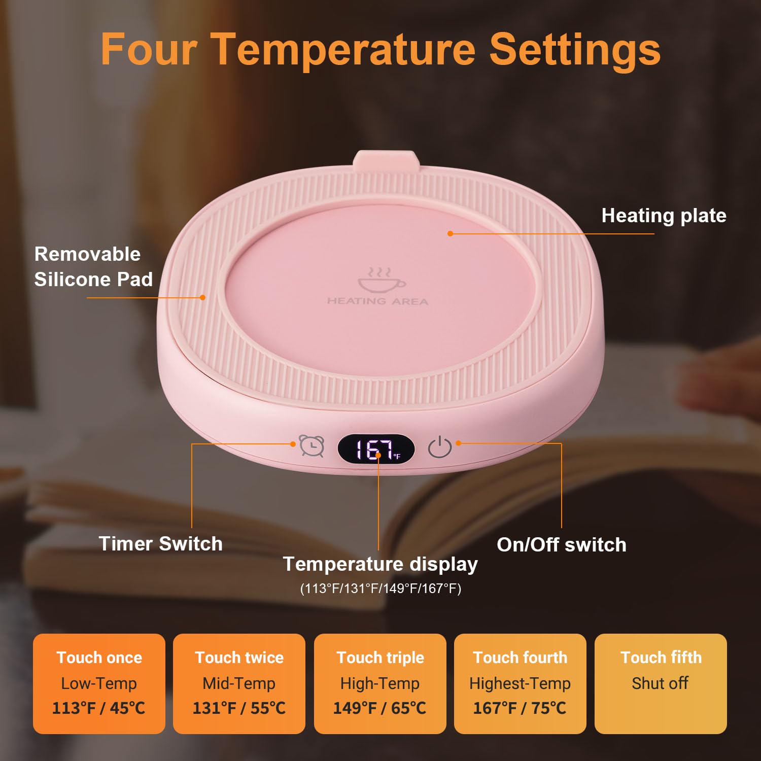 Coffee Mug Warmer & Best MOM Ever Mug Set, Electric Cup Warmer for Desk, Beverage Warmer with 4 Temperature Setting, 8H Auto Shu