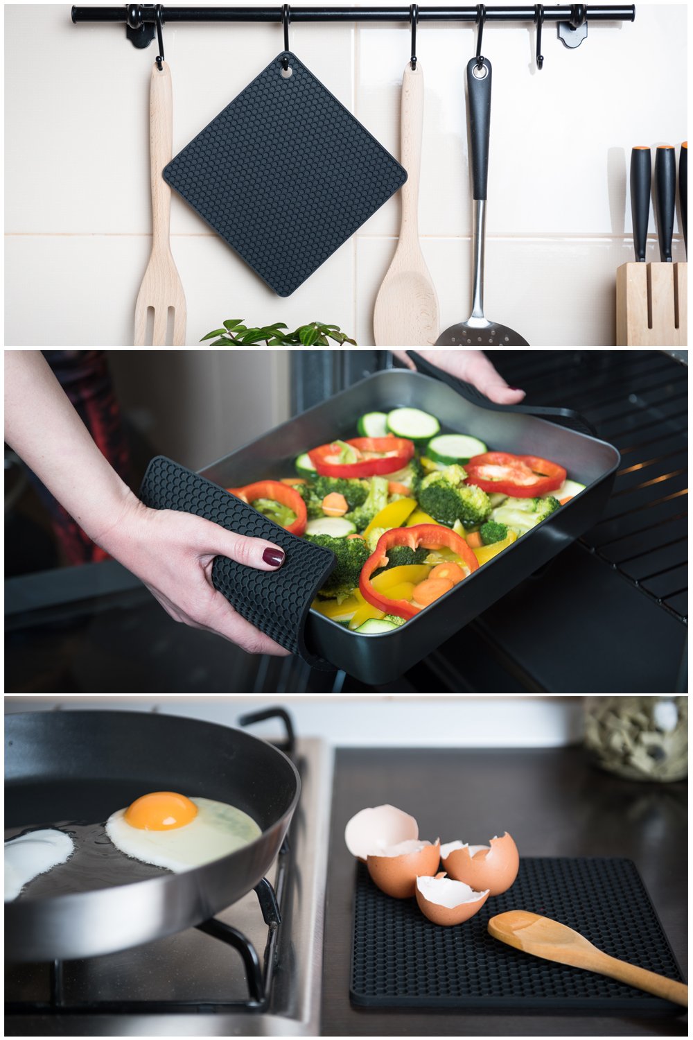 Q'S Inn Silicone Pot Holders And Trivet Mats Heat Resistant To 440F To Protect Your Table And Countertop Contains 4 Pieces 2 Rou