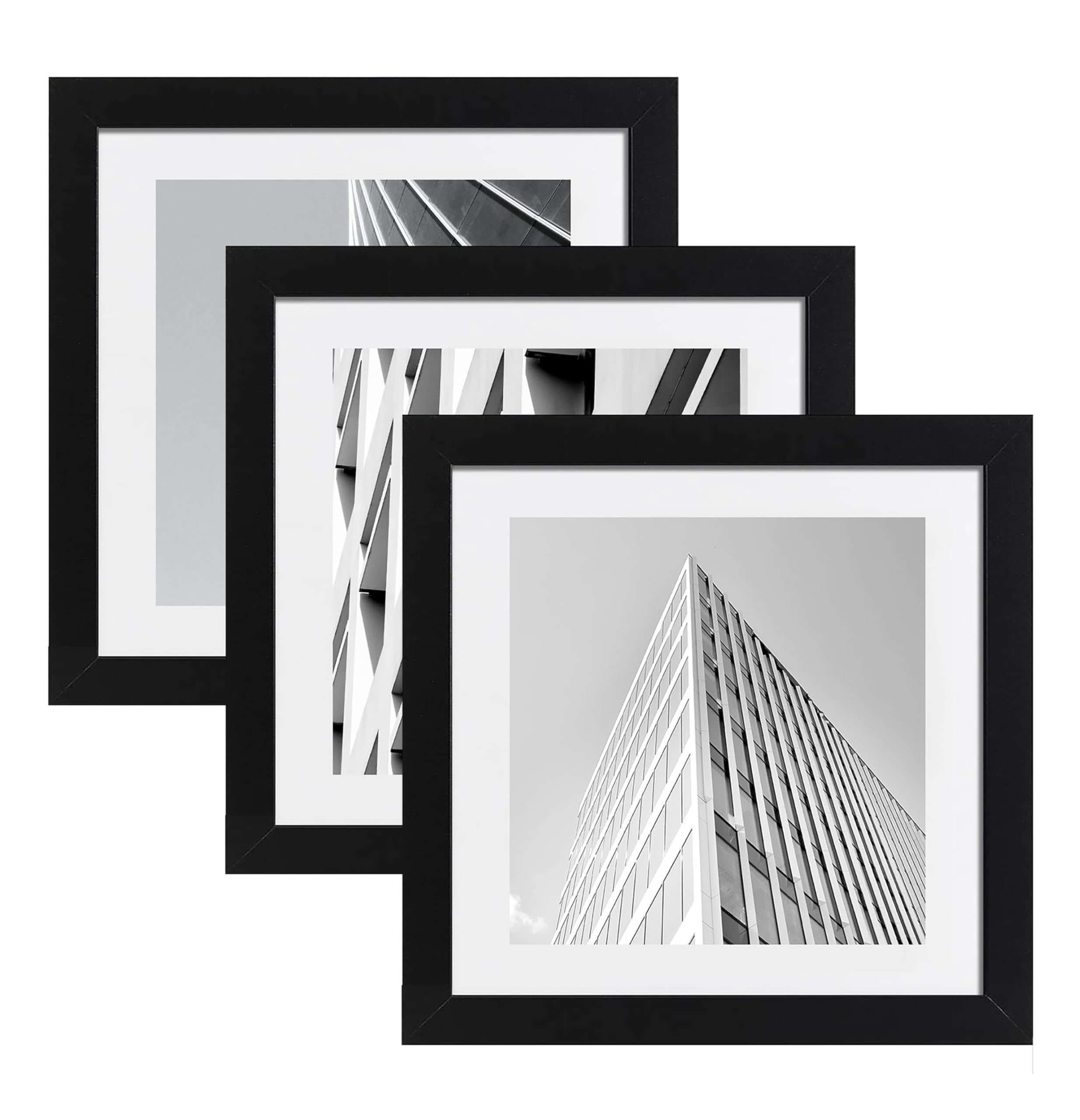 ELSKER&HOME 16x16 Picture Frame Black 3 Pack, Square Picture Frame Display Photo 12x12 with Mat or 16 x 16 Without Mat, Horizont
