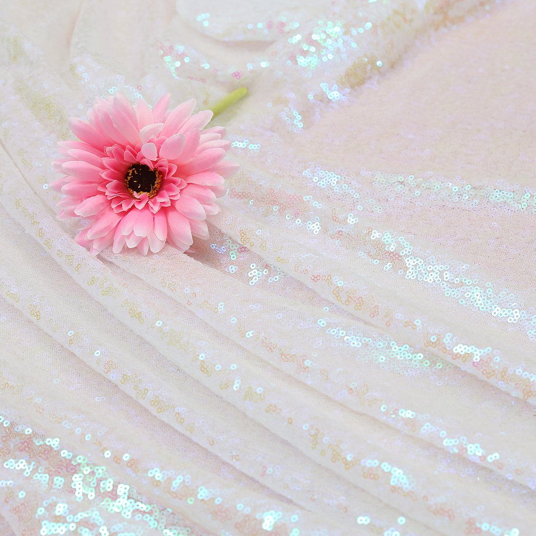 Poise3Ehome 50A72 Rectangle Iridescent Sequin Tablecloth For Party Cake Dessert Table Exhibition Events, Iridescent