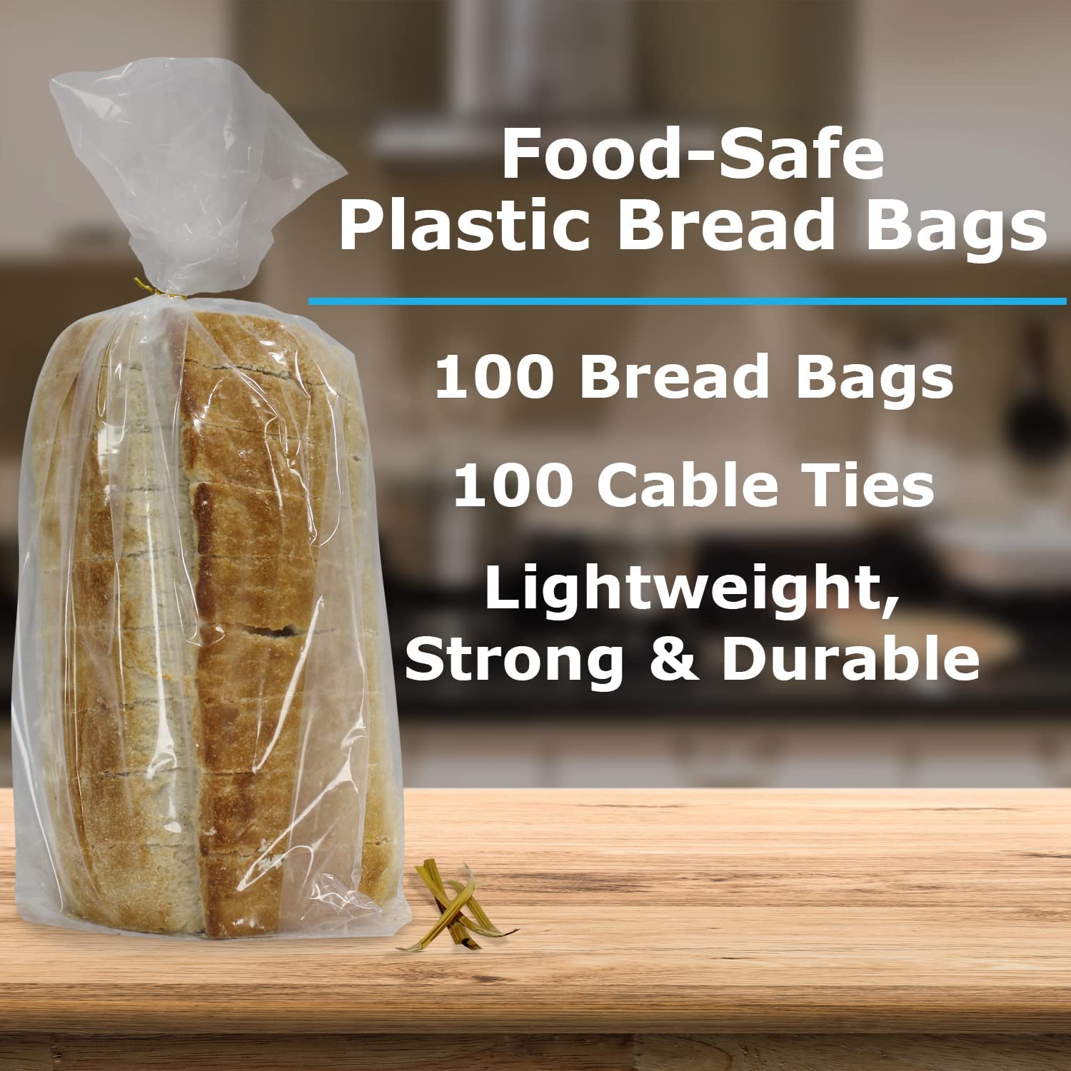 Bread Bags With Ties, Heavy Duty, Reusable, 100 Clear Bags And 100 Ties