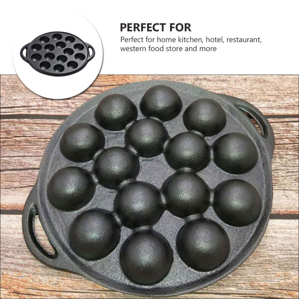 Cabilock Mini Cake Pans Cast Iron Snail Escargot Plate 15 Compartment Holes Black Pancake Mold