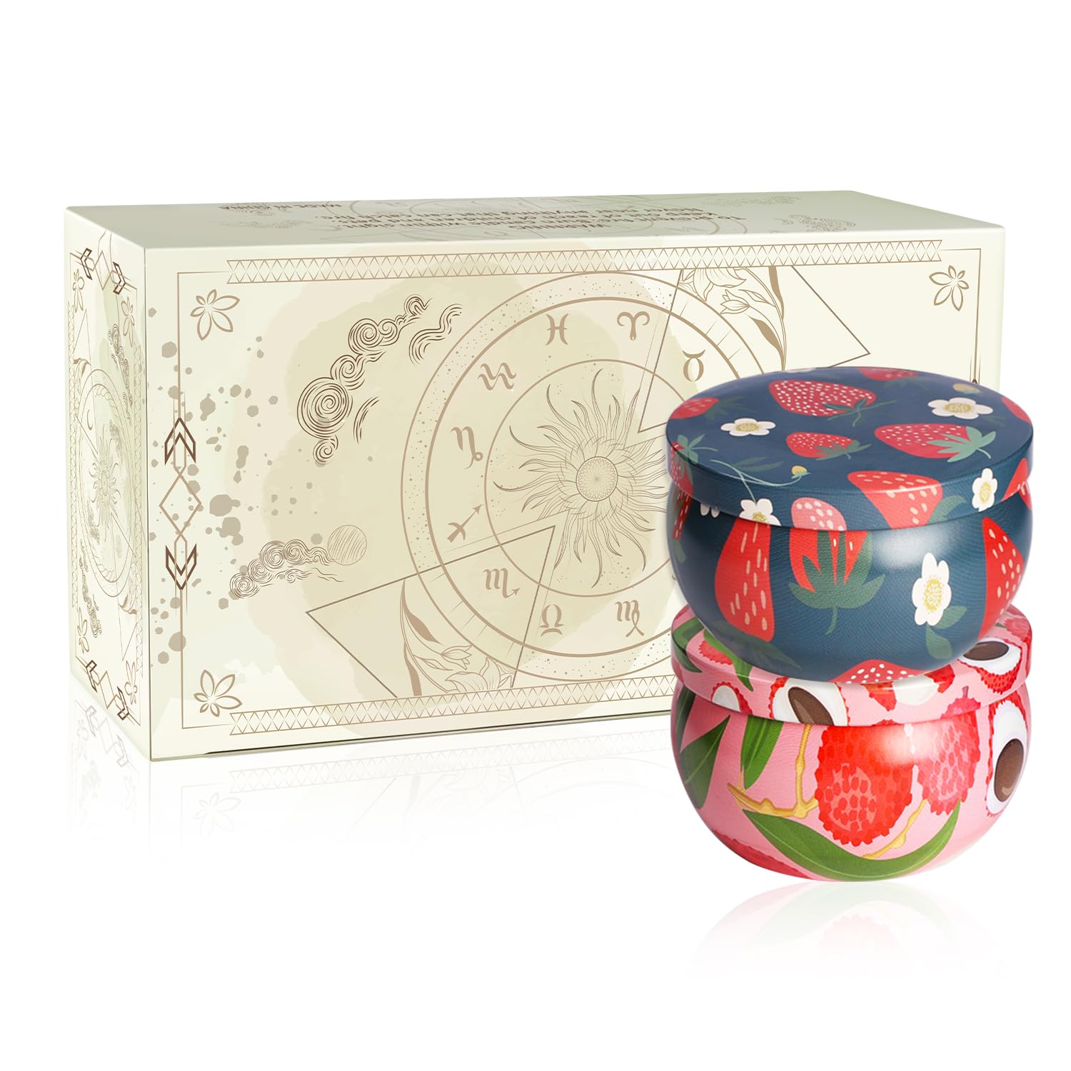 2Pack Scented Candle-2.2oz Aromatherapy Candles,Long Lasting Burn-Strawberry and Litchi Scented Candle Gifts for Man,Women,Soy W