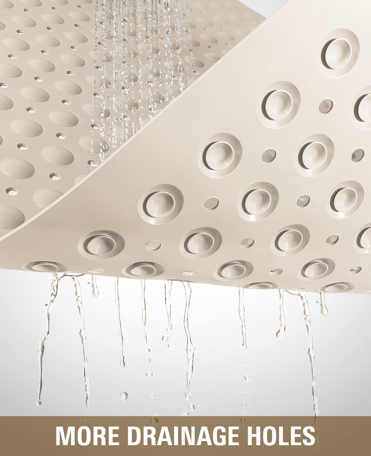 Yolife Extra Large Tpe Shower Mat, 47.2'' L X 31.5'' W Anti Slip Bath Mat With Drain Holes And Suction Cups, Large Size Mat More