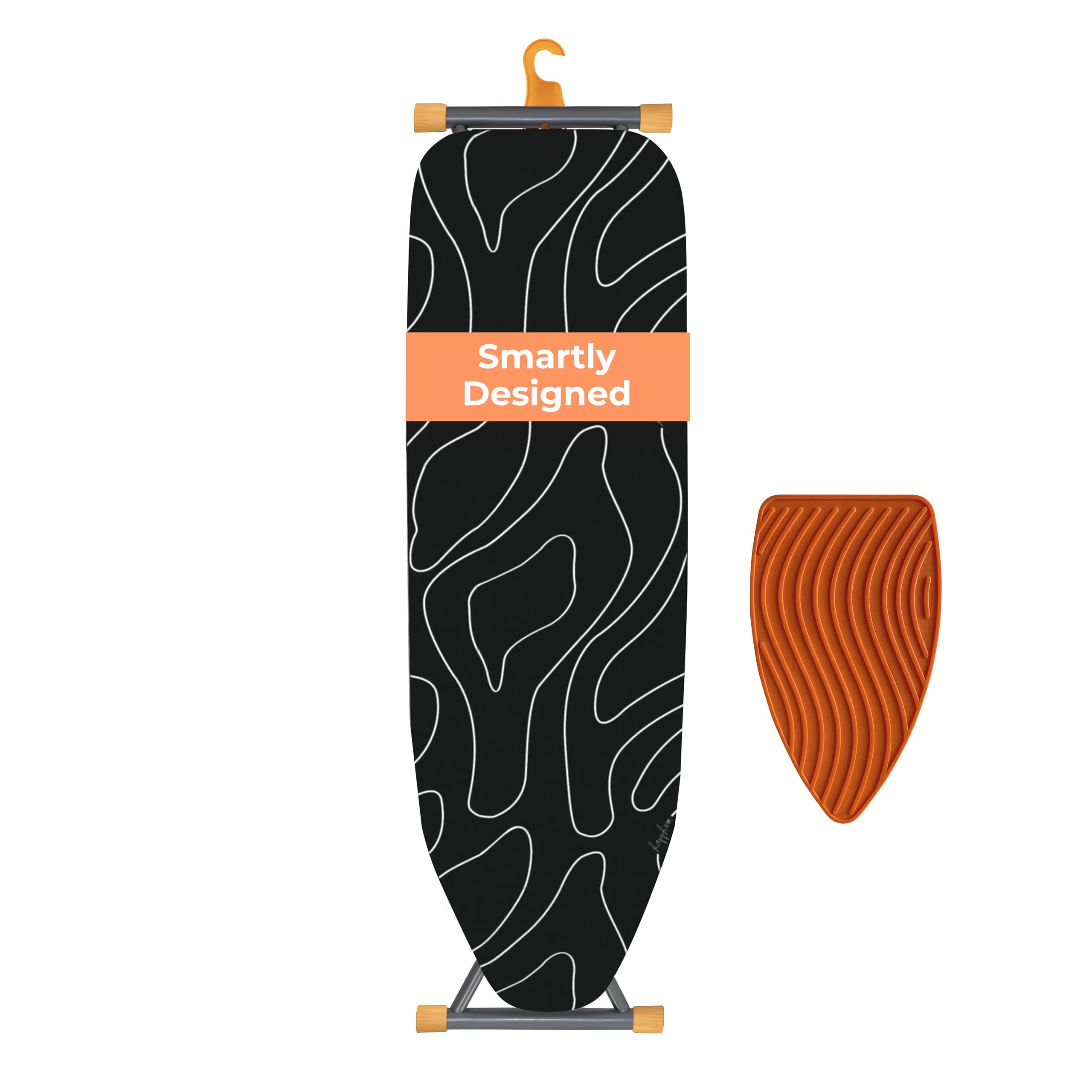 Happhom Ironing Board, Compact And Space Saver Patented Ironing Board With Extra Thick Heavy Duty Padded Cover, Height Adjustabl