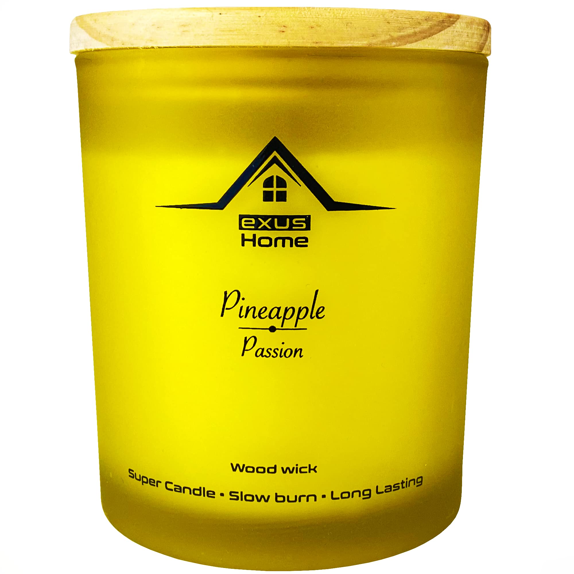 Exus Hand Crafted, Odor Eliminator, Strong Scent, 100% Natural Soy Wax, Wood Wick, Non-Toxic Candle (Pineapple/Passion)