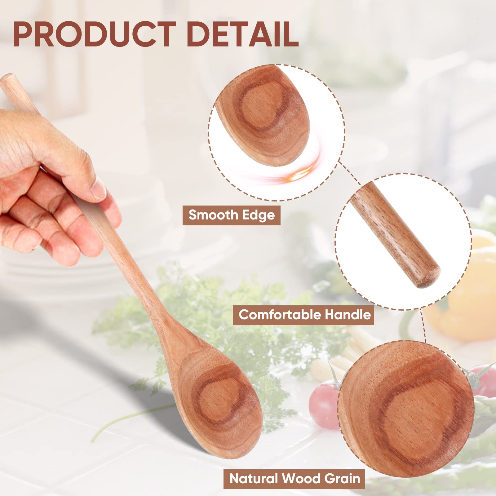 4 Pieces Acacia Wooden Spoon 8, 10, 12, 14 Inch Mixing Wooden Utensils Cooking Spoon For Kitchen Mixing Salad Tasting Baking Sti