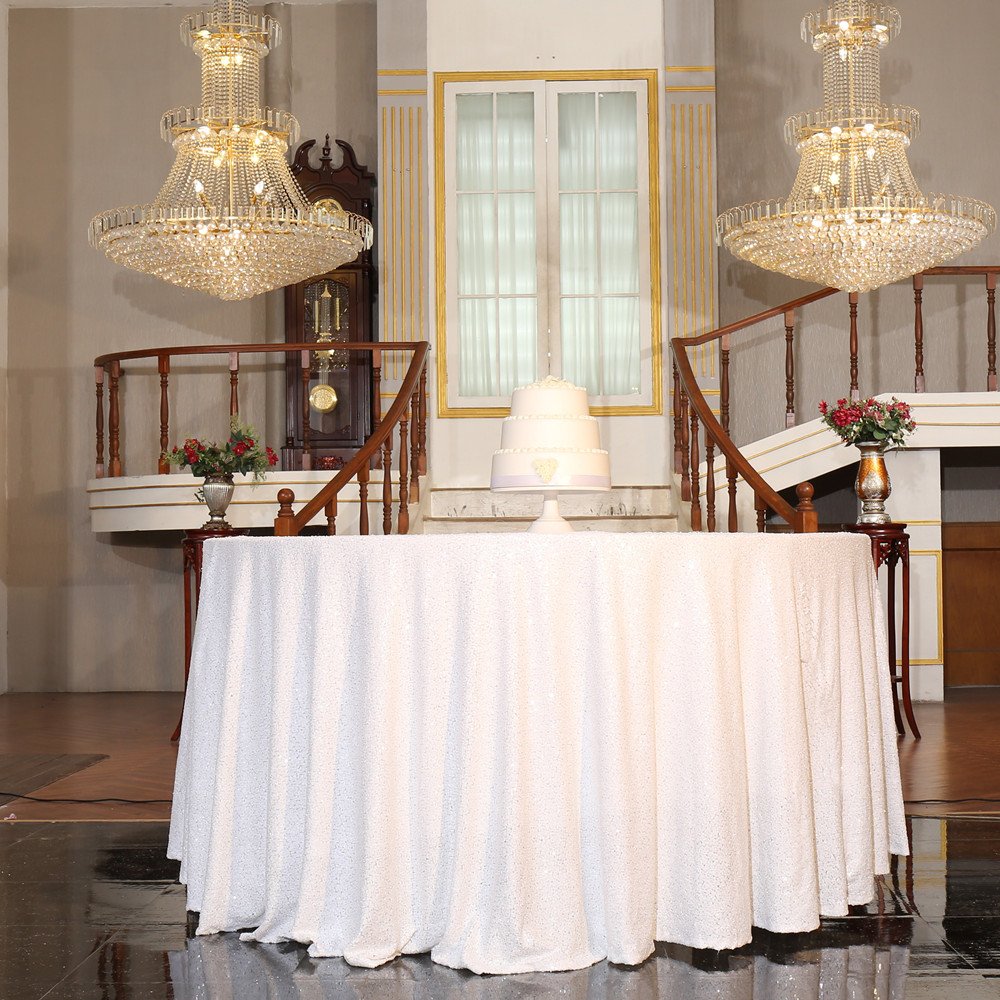 Partydelight White Sequin Tablecloth Round 120-Inch