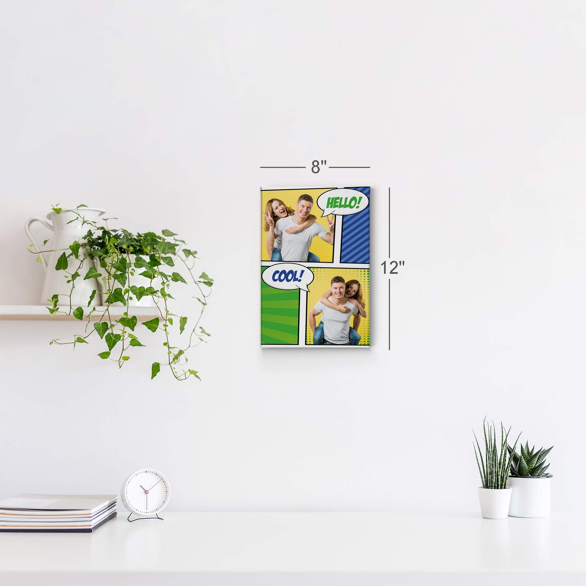 Smile Art Design Custom Canvas Print with Your Photos Personalized Photo POP Art with Your 2 Photos Custom Photo Prints Personalized Gifts for Men Wedding Gift Bacheloratte Decorations - 22x15 inches