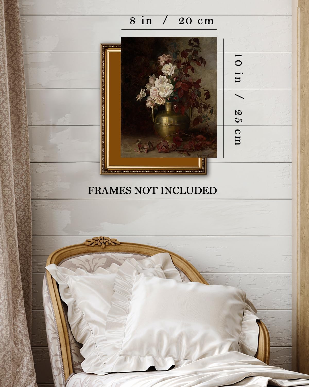Moody Floral Wall Art, Vintage Wall Art Prints For Wall Decor Dark Academia Wall Decor, Farmhouse Canvas Rose Flower Painting, V
