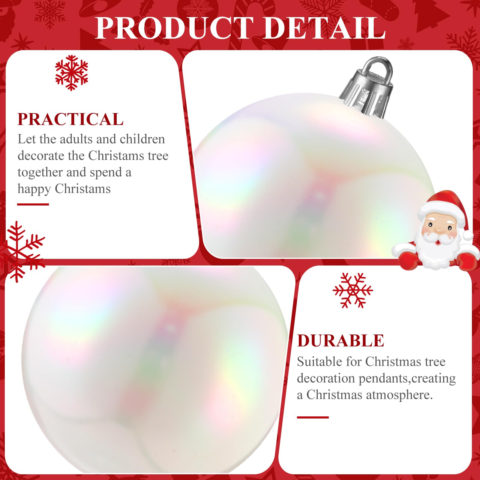 Shappy 100 Pcs Christmas Iridescent Ornaments Halloween, Transparent DIY Shatterproof Hanging Rainbow Ball Christmas Ornament 5