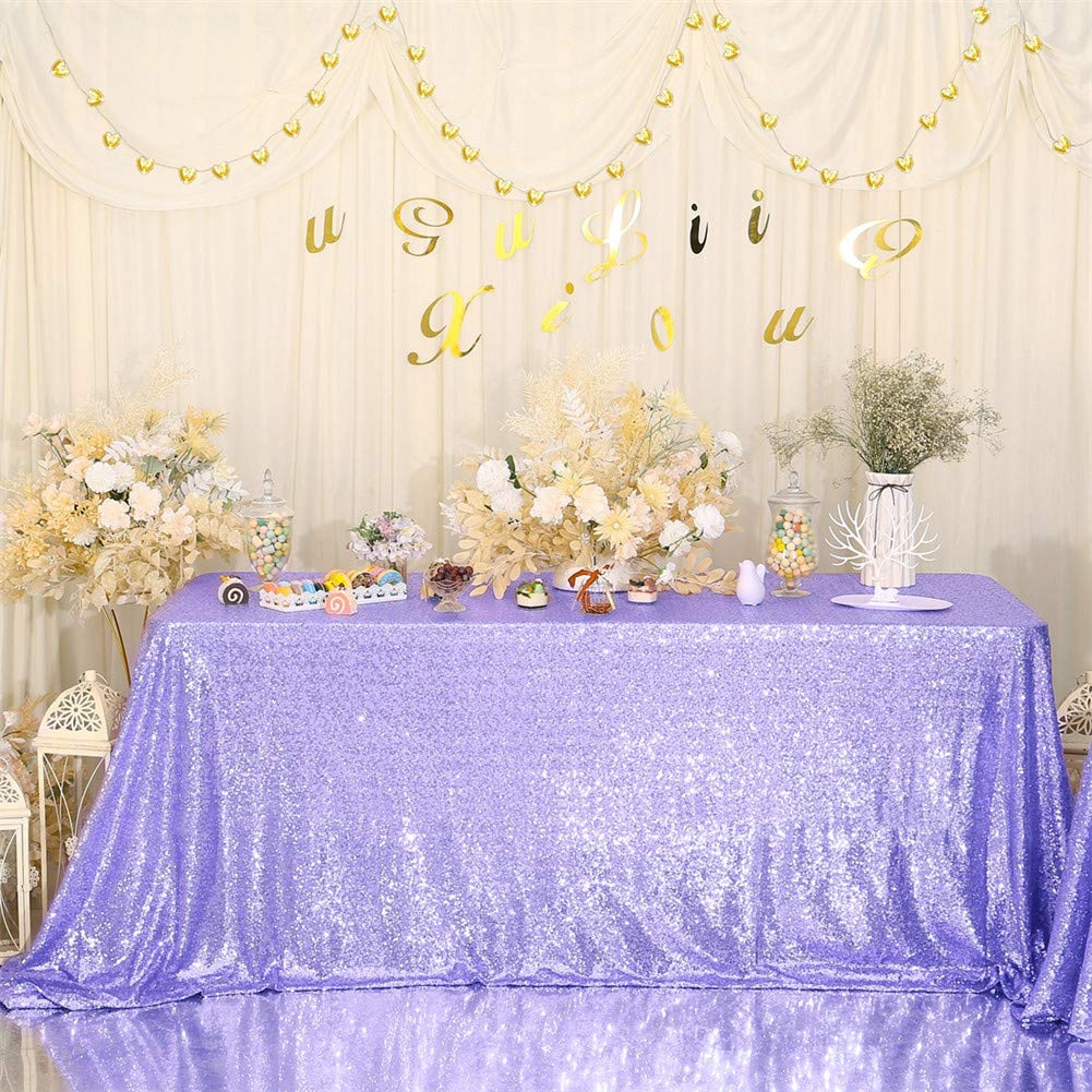Eternal Beauty Sequin Tablecloth, 60X102 Rectangle Sequin Tablecloth For Party Cake Dessert Table Exhibition Events,Lavender