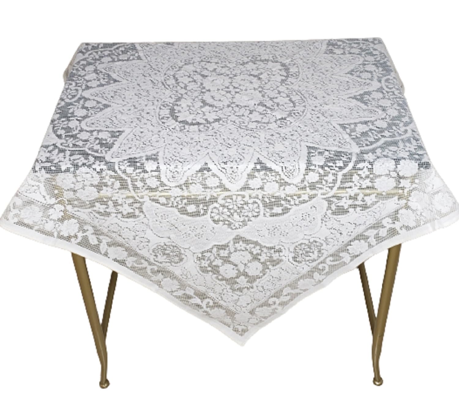 Aristocrata Square Floral Lace Tablecloth, Table Topper. Size - 40 Inch Square