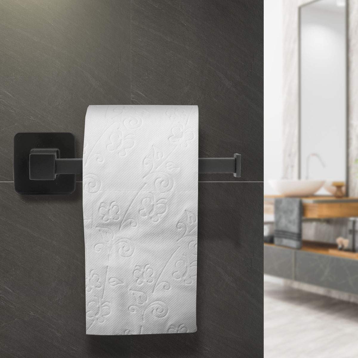 DEGULAS Bathroom Hardware Set 4 Pieces  Matte Black Towel Bar Set  Includes 24In Towel Bar  Towel Ring  Robe Towel Hooks Toilet Paper Holder  Bathroom Towel Rack Set