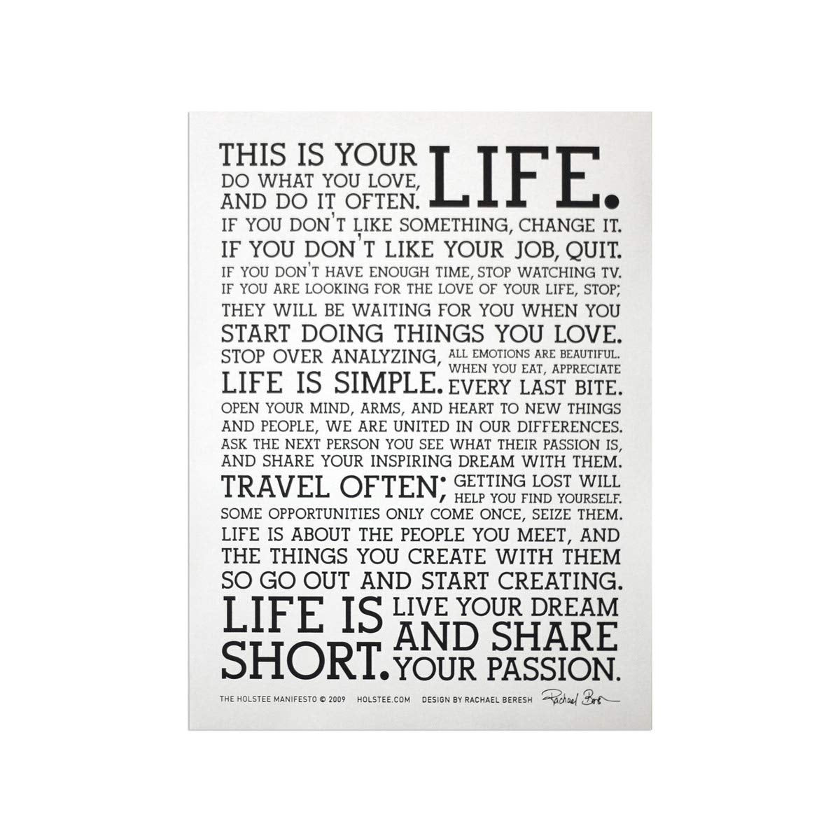 Holstee Manifesto Poster - The Original This Is Your Life Poster (12 In X 16 In)