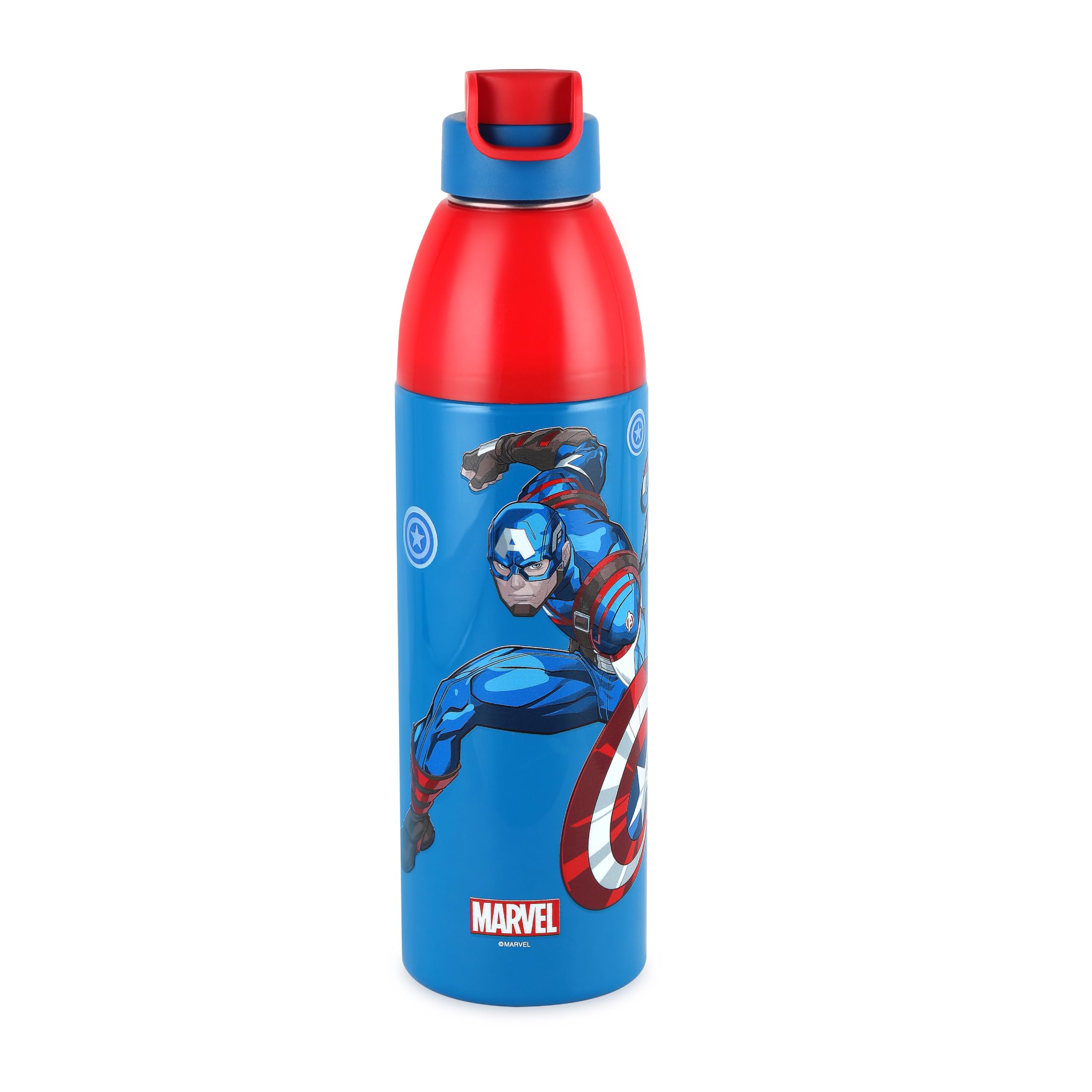 Cello Kidzbee Uranus 900 Captain America Water Bottle 680Ml, Dark Blue | 3D Touch & Feel Captain America Design | Pu Insulated I