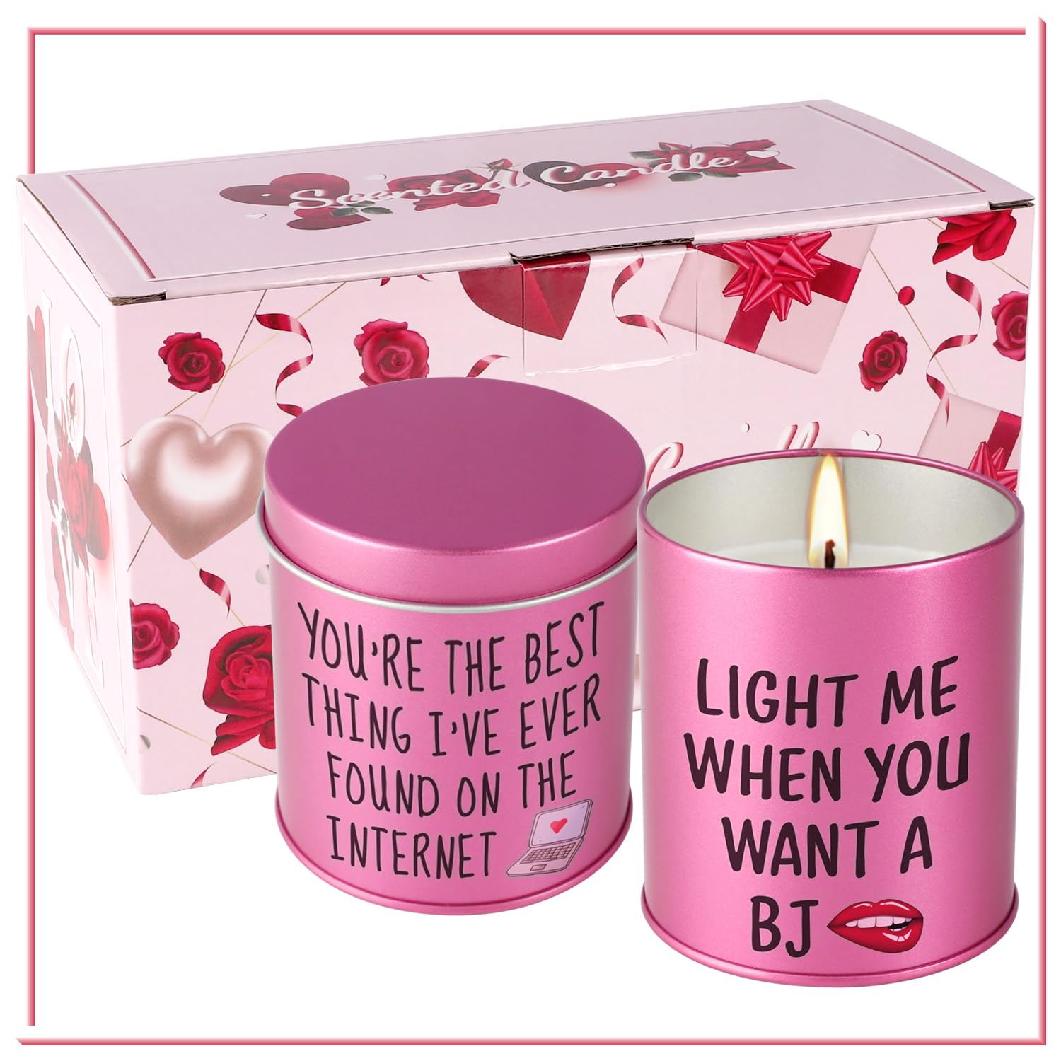 Scented Candle, 9oz Rose Scented Candles for Him, Her, Couple Valentines Day Gifts, 2 Pack