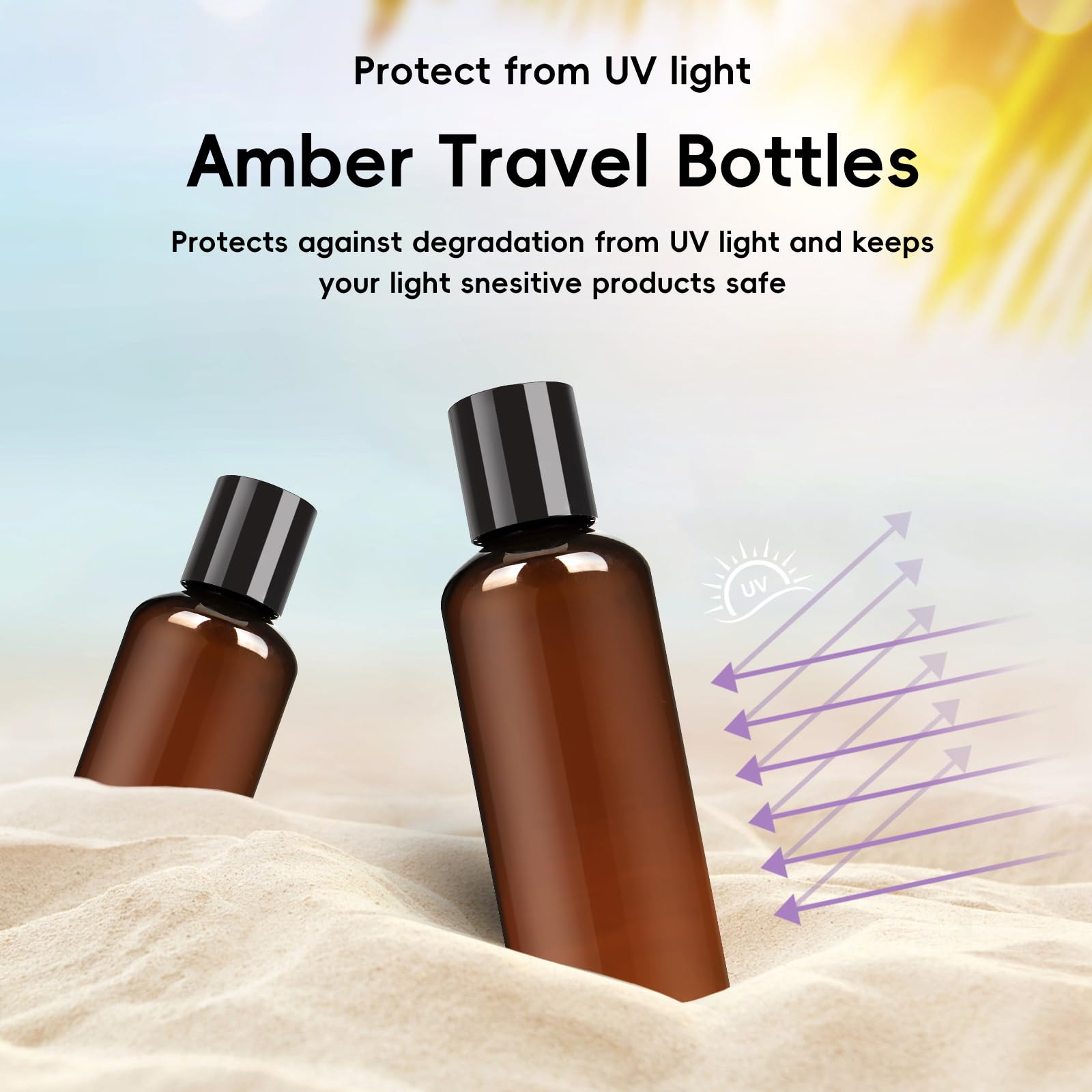 Tuzazo 10 Pack 3.4 Oz Amber Plastic Travel Bottles For Toiletries Tsa Approved Leakproof Travel Size Containers Empty Small Plas