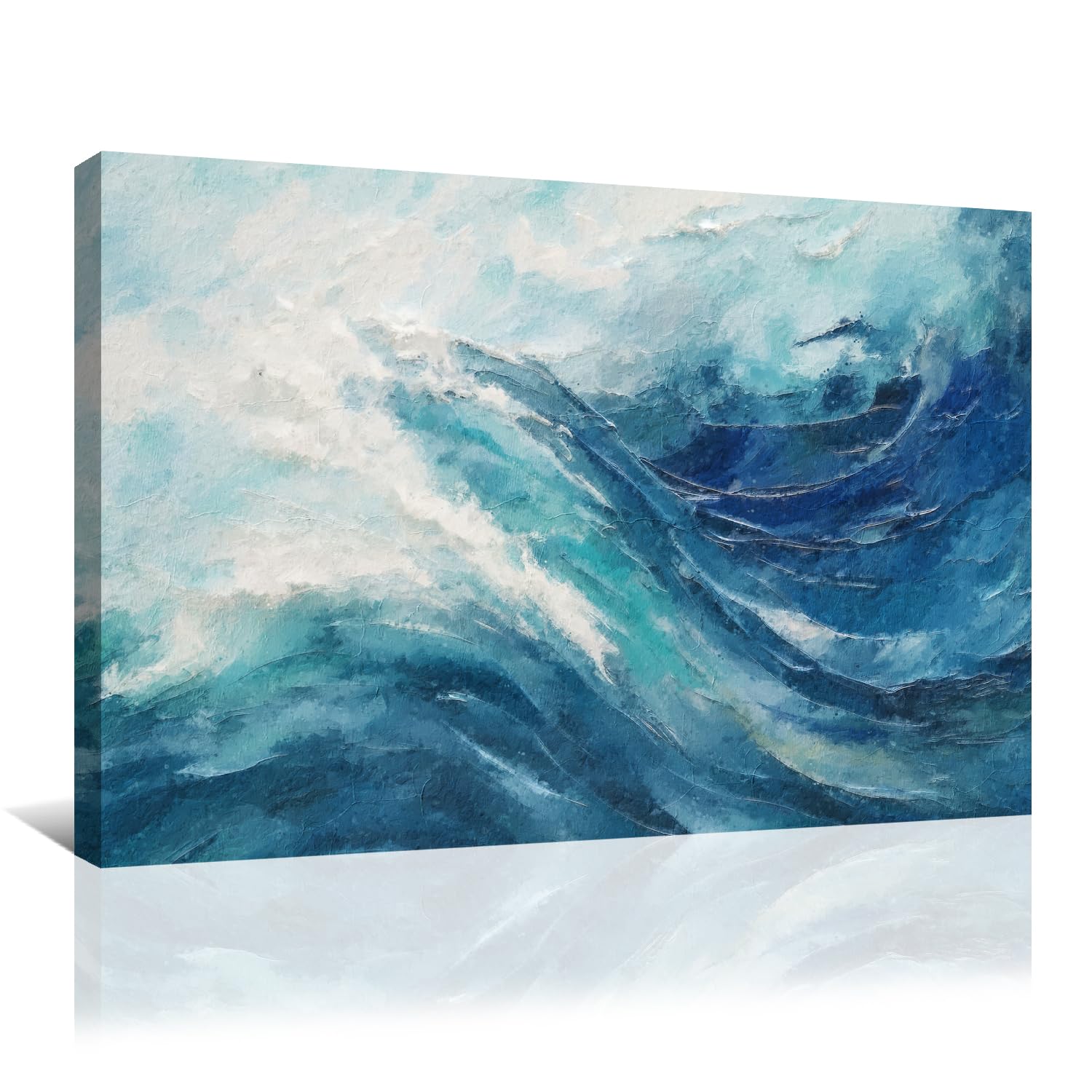 Gaosoul Canvas Print Modern Abstract Ocean Paintings Blue And White Wall Art Poster Or Living Room Bedroom Hallway Office Decora