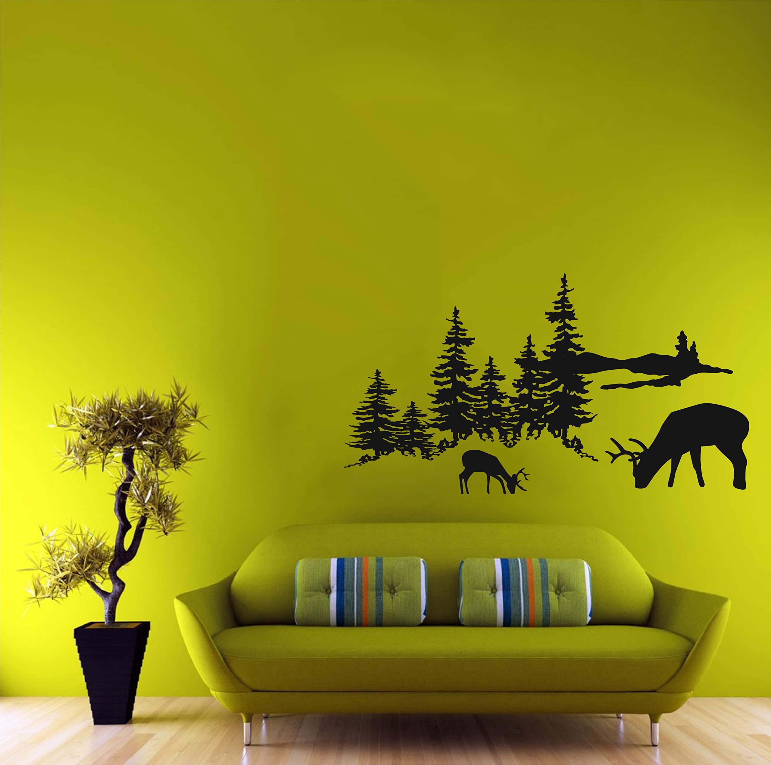 Outdoor Tree Scene Picture Art Decal Sticker For Home Wall Decoration Live In The Outdoors Deer Buck Graphic Designs - Vinyl Wal