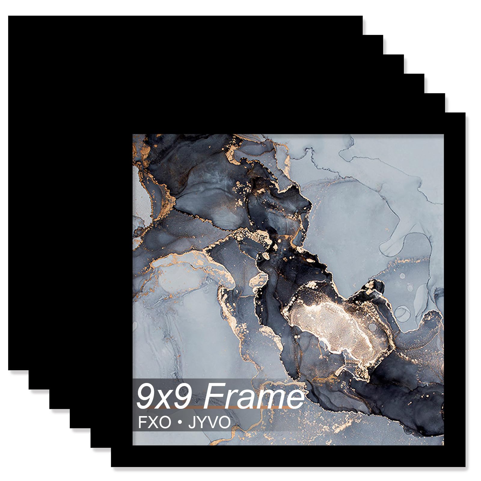 Fxojyvo 9x9 Frame Set of 6, Black Picture Frame for 9 x 9 Square Picture Poster Photo, Light Weight and High Transparent 9 by 9 