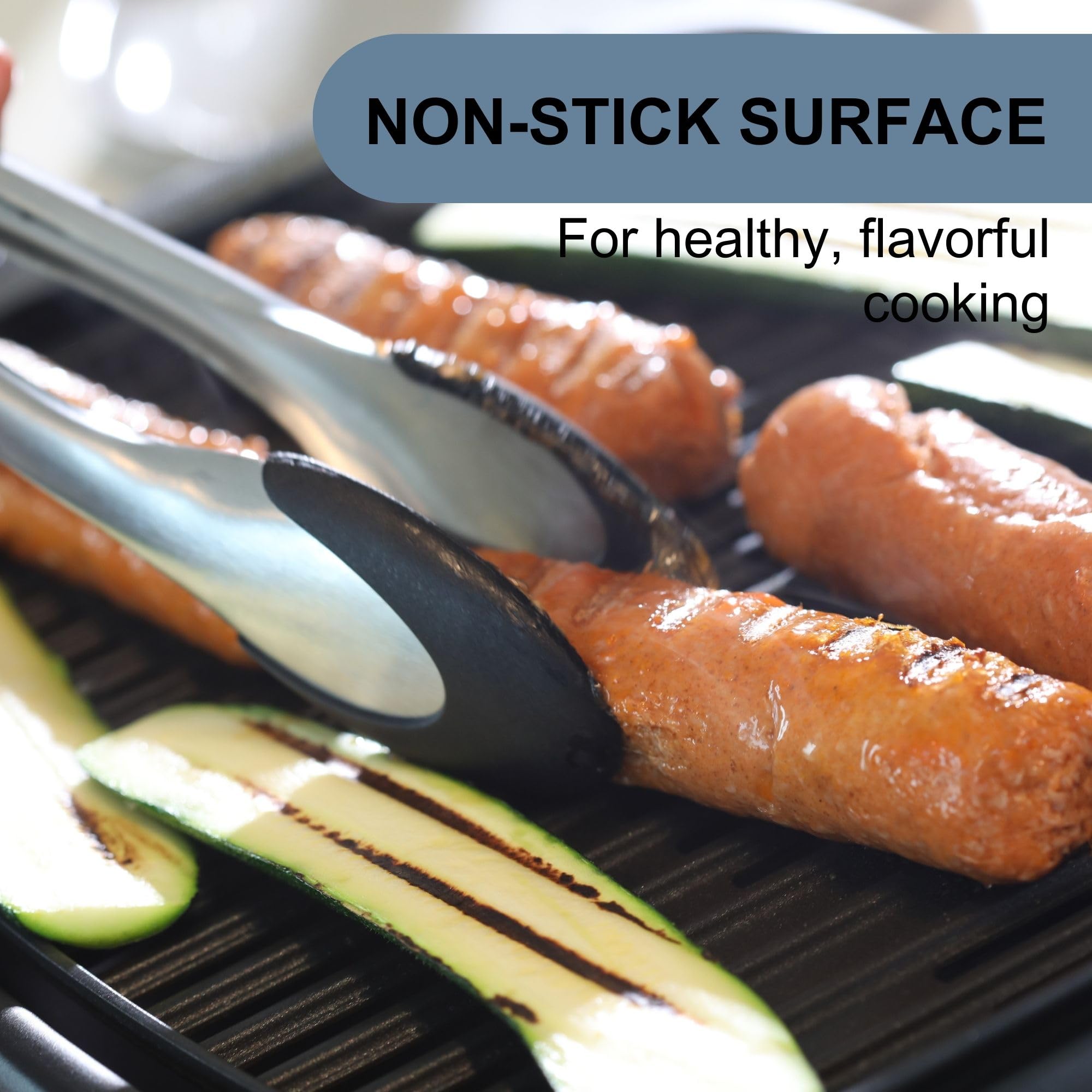 Ovente Electric Indoor Grill With 13X10 Inch Non-Stick Cooking Surface, 1000W Fast Heat Up Power, Adjustable Temperature, Remova