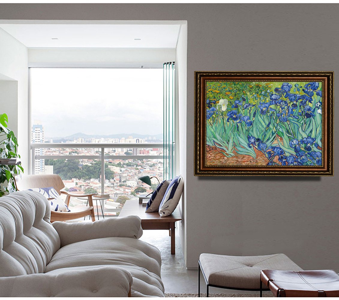 Eliteart-Irises In The Garden By Vincent Van Gogh Giclee Art Canvas Prints-Framed Size:27 3/5''X34 3/5''