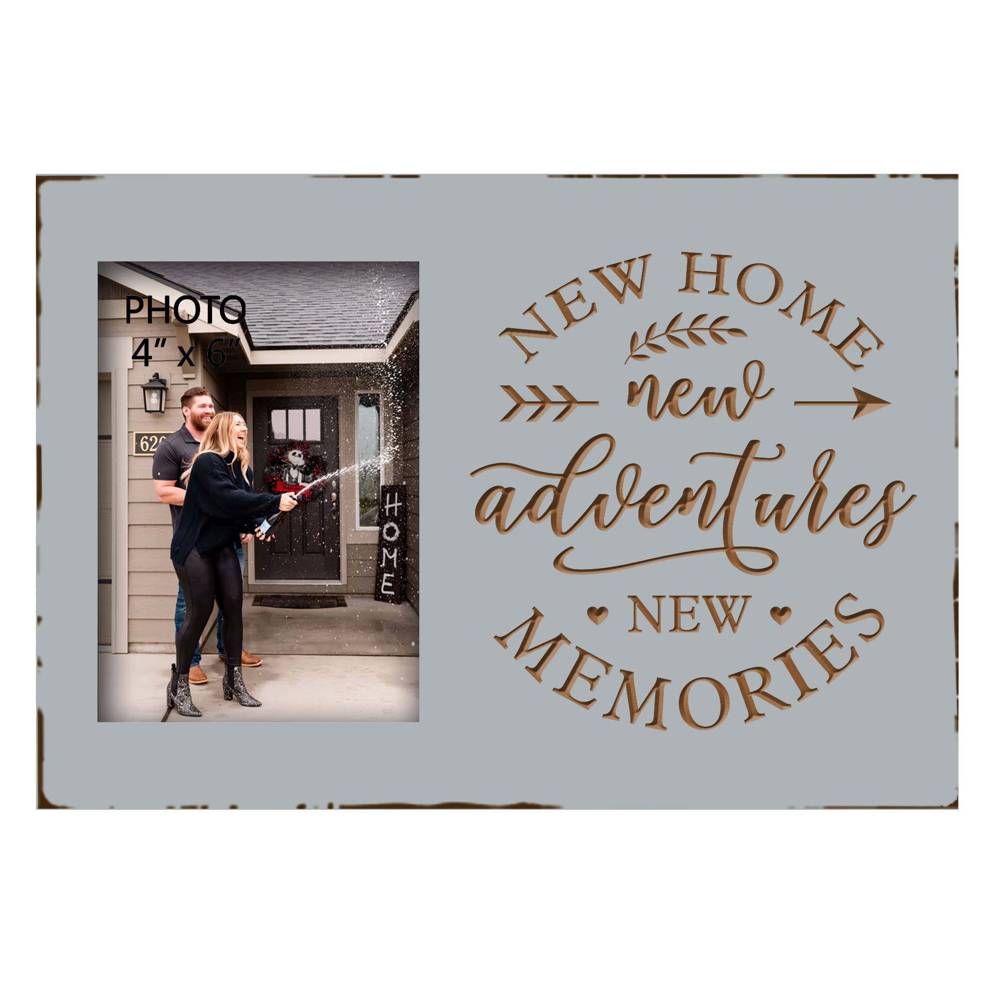 Yudarte Housewarming Gifts For New Home - Engraved Picture Frame 4x6 Inches Photo - Unique First Time House Owner Gifts for Men 