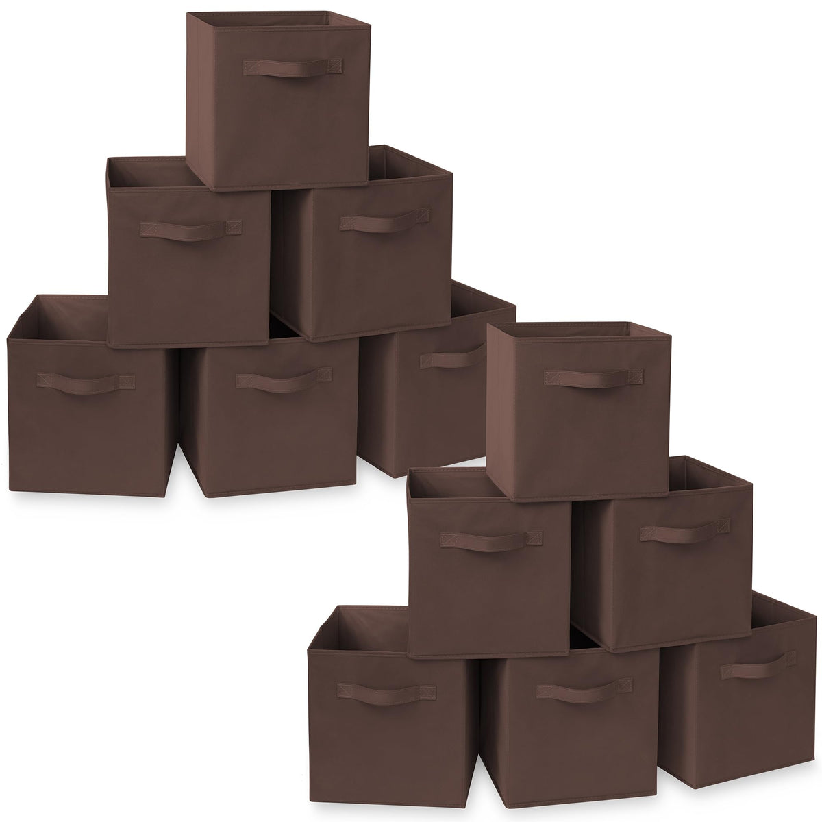 Casafield Set Of 12 Collapsible Fabric Cube Storage Bins, Brown - 11'' Foldable Cloth Baskets For Shelves, Cubby Organizers & Mo