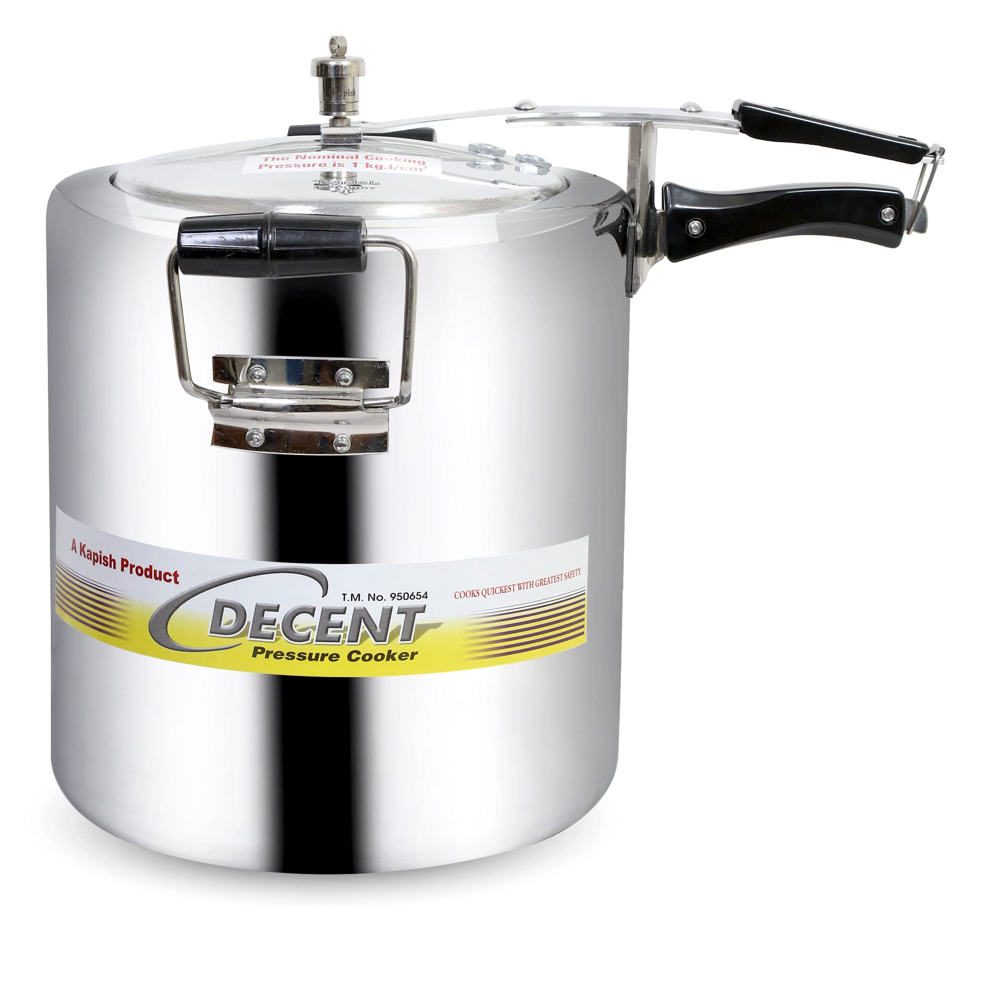 Decent Classic Aluminum Pressure Cooker Inner Lid Isi Marked, 24 Litres