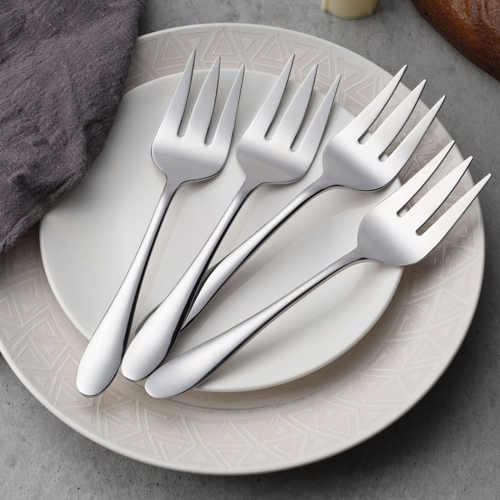 Stainless Steel Serving Forks, E-Far 4-Piece Metal Hostess Serving Utensils Set For Meat Catering Buffet Party Kitchen Restauran