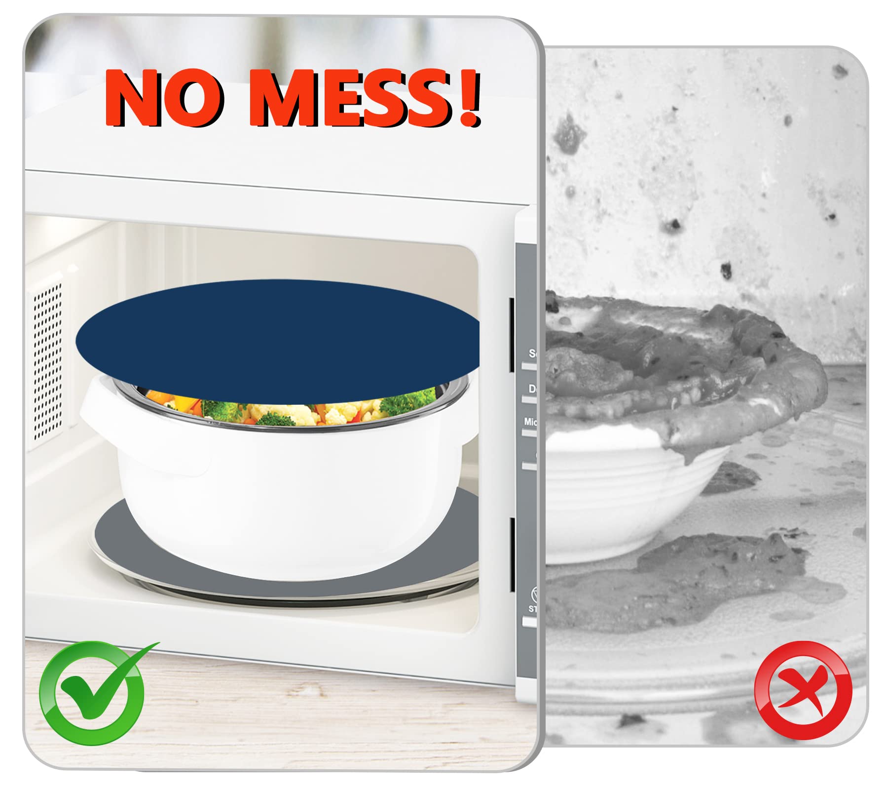 Webake Silicone Microwave Mat 12" Round Trivet 2 Pack, Non-Slip Grey & Blue, Perfect for Hot Pots, Pans, and Dishes, Model WA22059