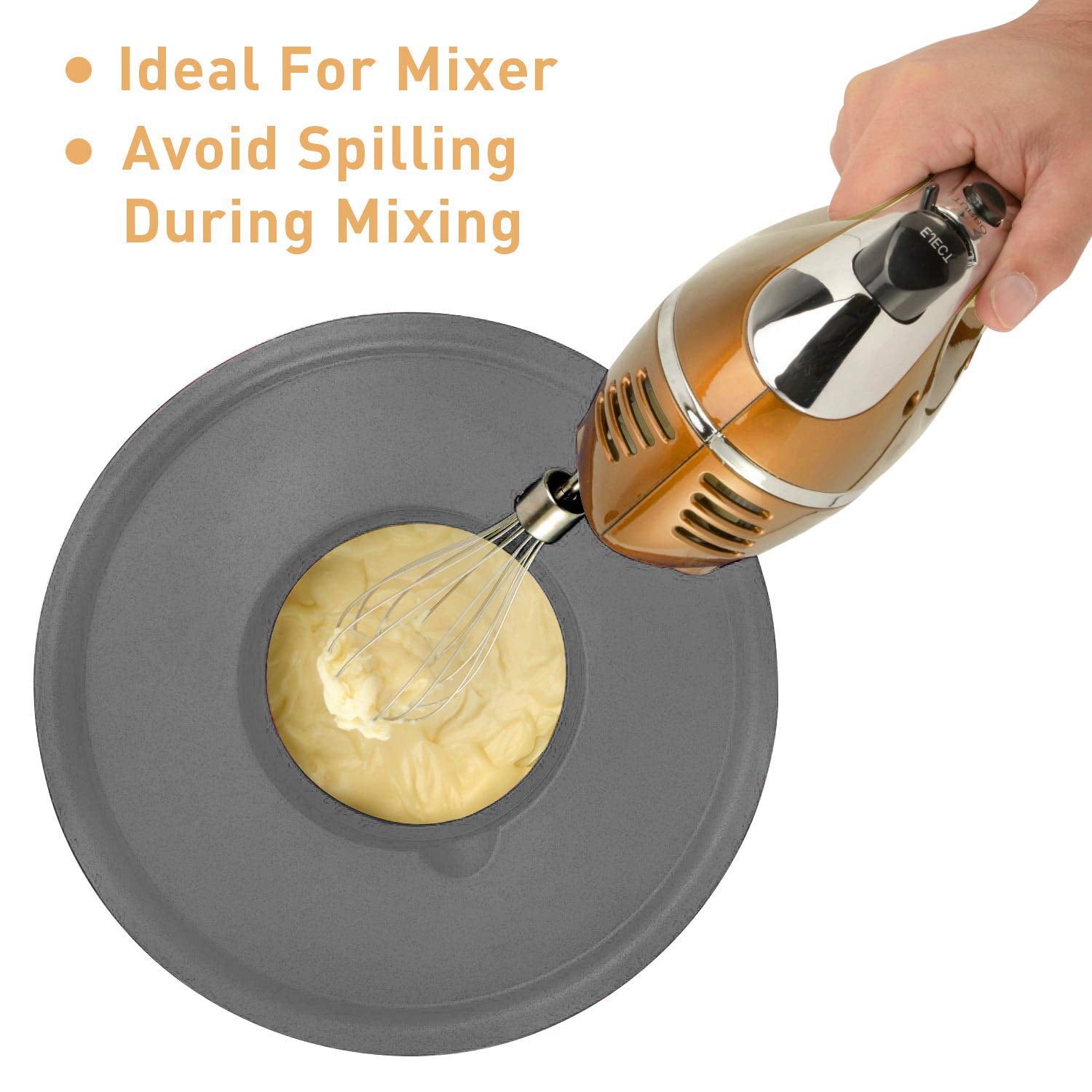 Wildone Mixing Bowls With Lids Set, 5Pcs Stainless Steel Grey Nesting Bowls With 3 Grater Attachments, Measurement Marks & Non-S
