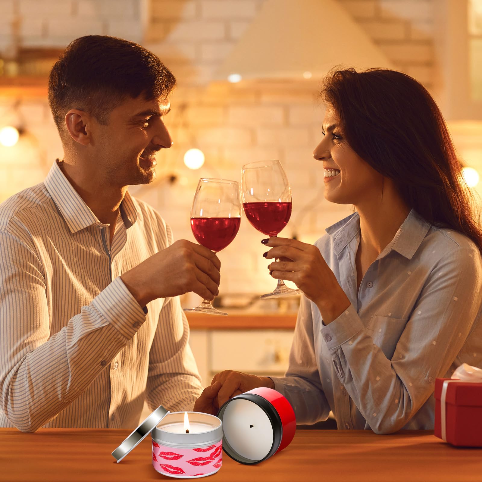 Ziliny 6 Pcs Valentine's Day Scented Candle Jar XOXO Heart Kiss Candle with Long Lasting Burn Lavender Valentines Gift for Her H