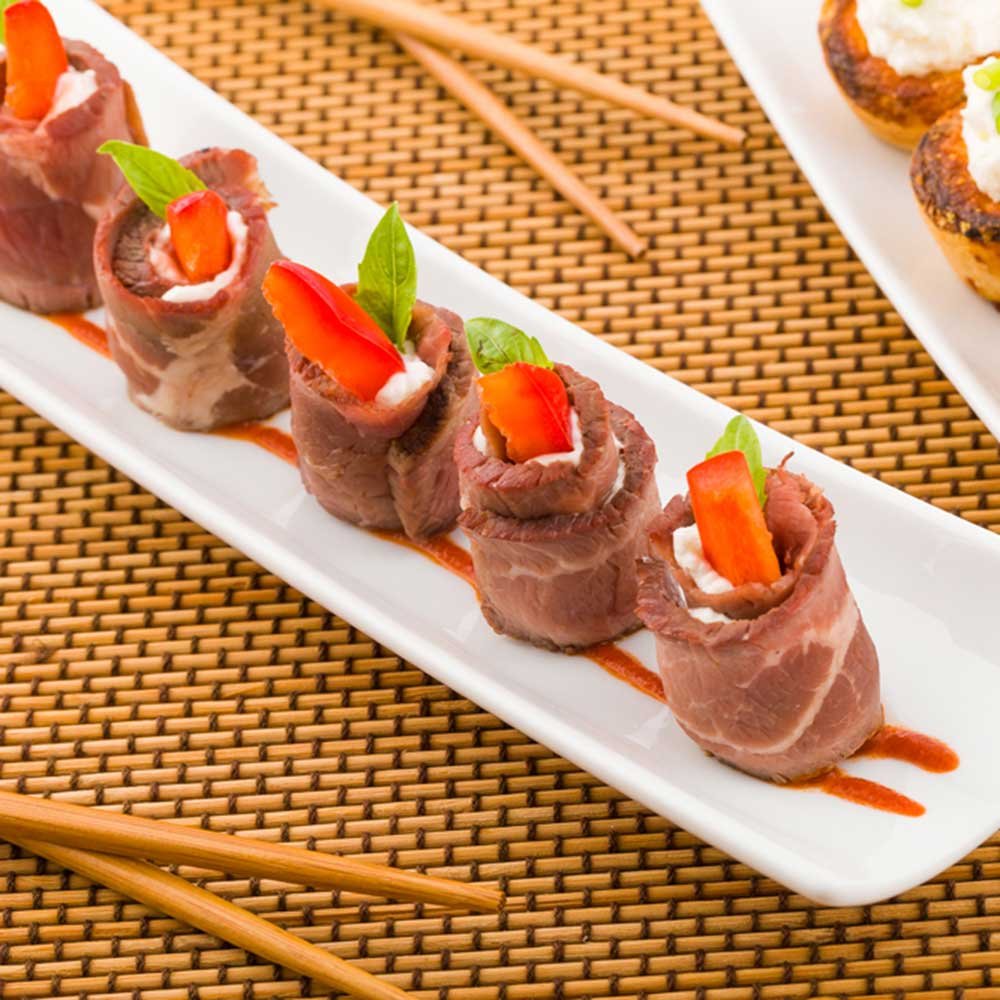 Restaurantware Shinto 10.3 Inch X 2.8 Inch Rectangular Serving Plate 1 Rectangle Porcelain Tray - Curved Stain Resistant White P