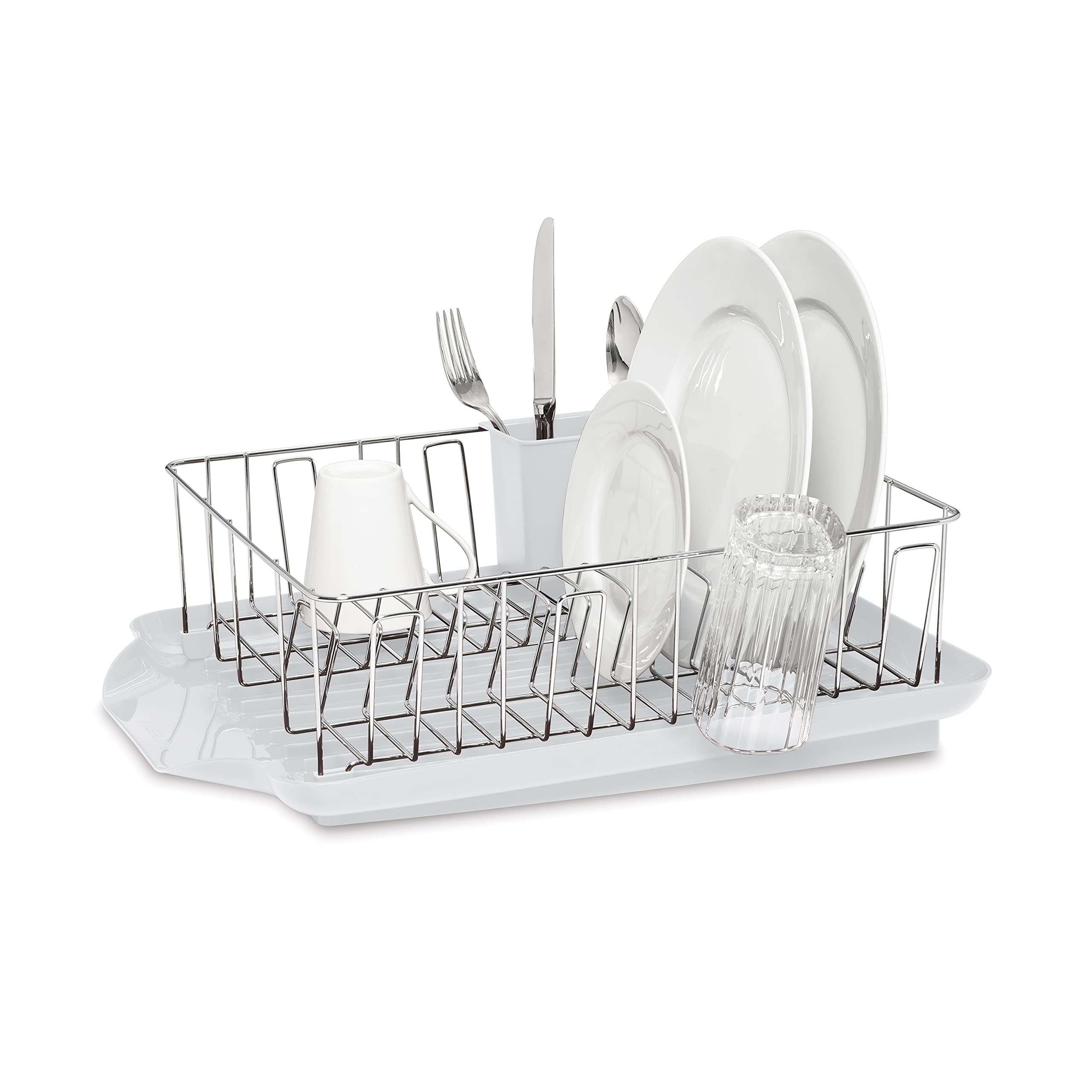 Farberware Classic Large Dishrack, Rust Resistant with Removable Flatware Caddy, 3-Piece, White, Model 5290287