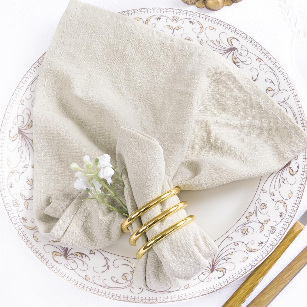 Mlmw Linen Cloth Napkins Set Of 8 Boho Spring Cotton Natural Dinner Napkins Cloth Bulk Washable 16''  16'' For Rustic Wedding Pa