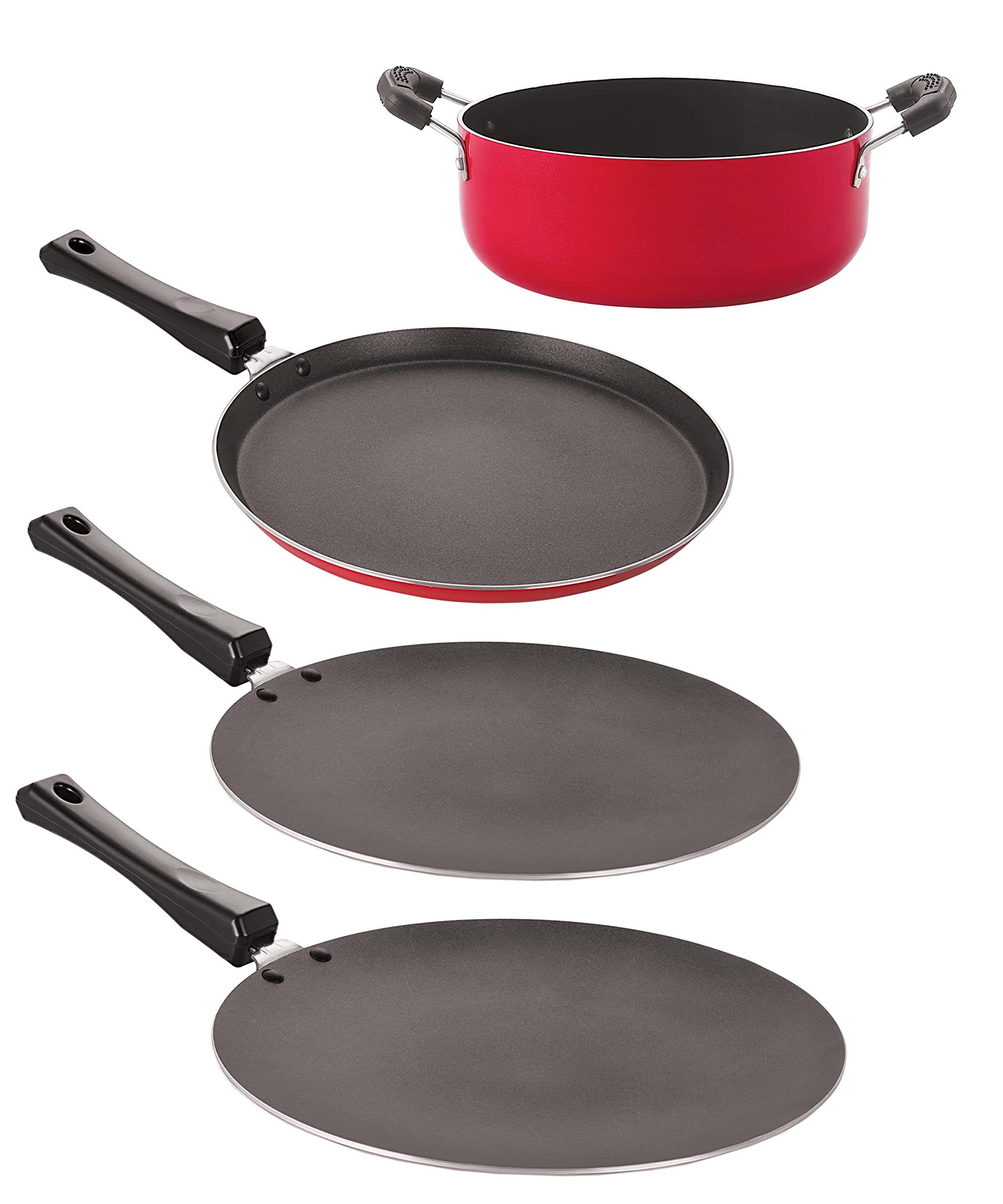 Nirlon Kitchenware Non Stick Aluminium Cookware Gift Set Of 4 Pieces (Ft10_Ct11_Ct12_Cs24)