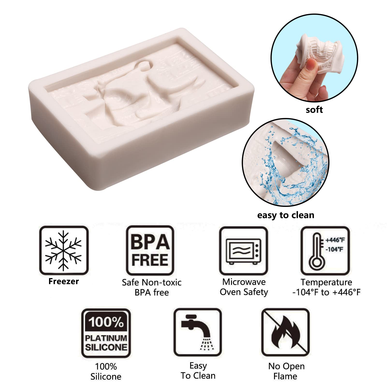 Egyptian Silicone Fondant Molds, 4 Packs Pharaoh Sphinx Mummy Silicone Chocolate Molds For Baking Cake Decoration, Cupcake Toppe