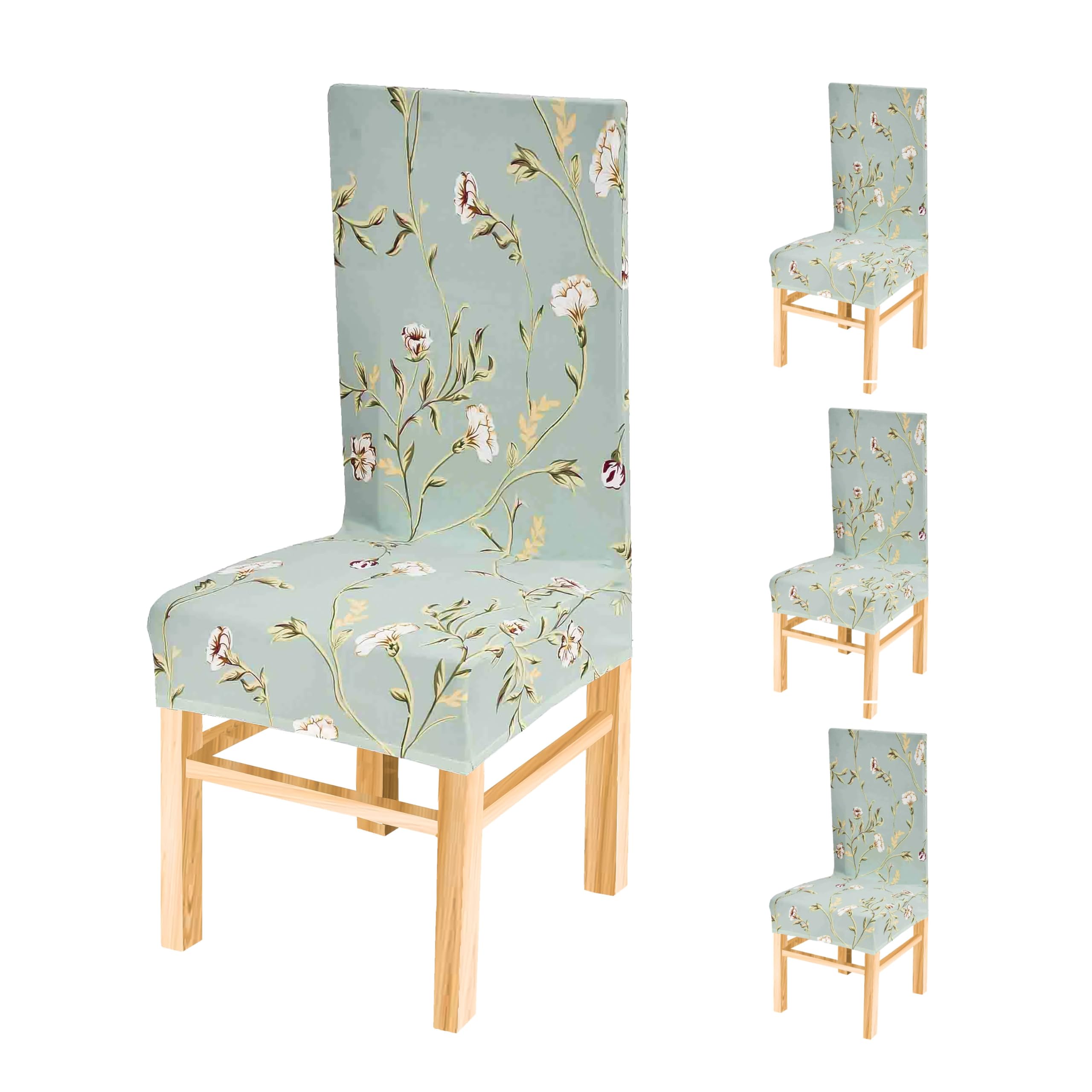 Yellow Weaves Elastic Stretchable Dining Chair Cover, Removable Washable Elastic Floral Printed Dining Chair Covers (Set Of 4, P