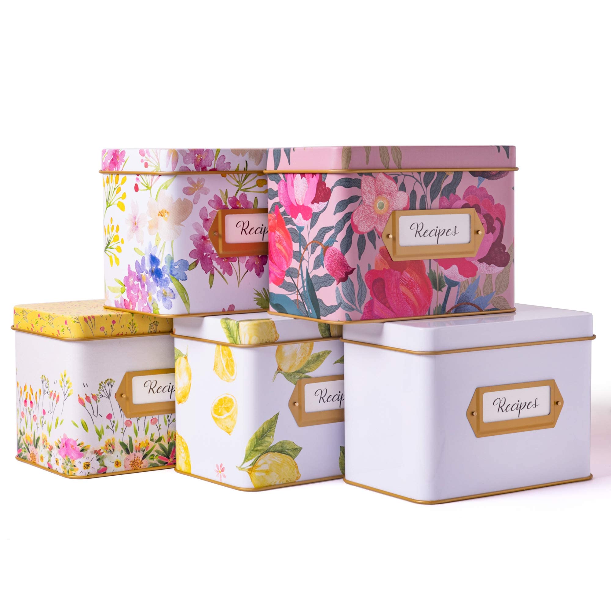 Heart & Berry White Recipe Box With 24 4X6 Recipe Cards And 12 Dividers - Recipe Cards And Box Set - Recipe Tin For 4 X 6 Inches